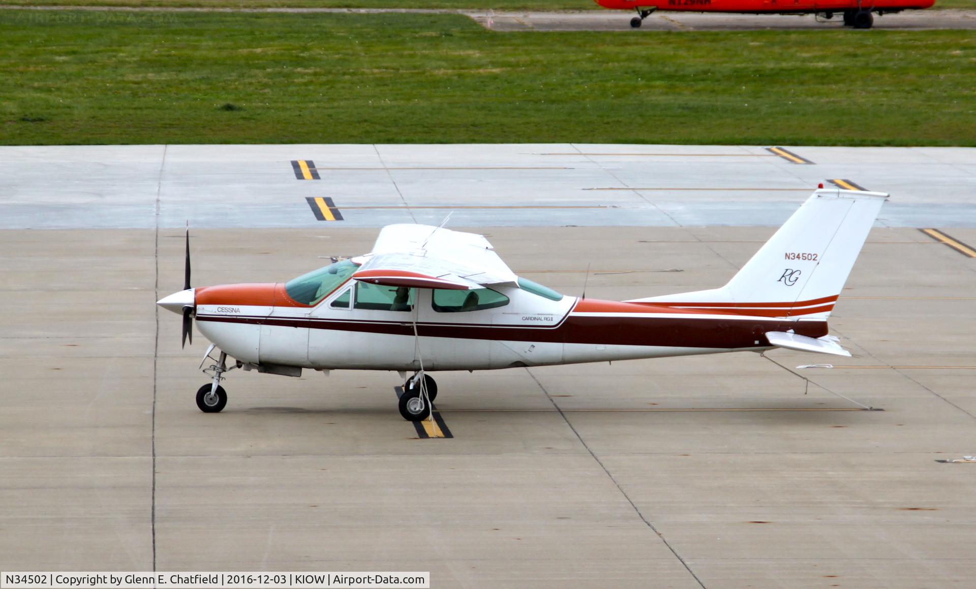 N34502, 1977 Cessna 177RG Cardinal C/N 177RG1296, Seen from the observation deck