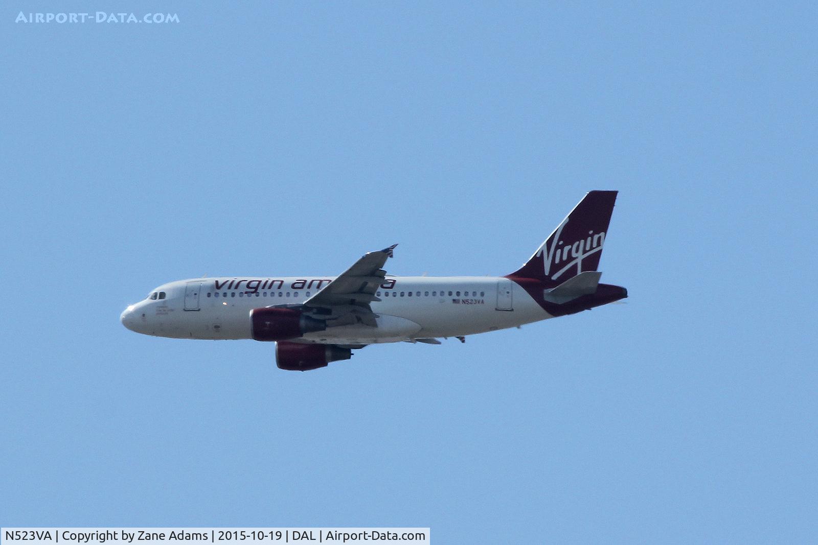 N523VA, 2007 Airbus A319-112 C/N 3181, On approach for Dallas Love Field