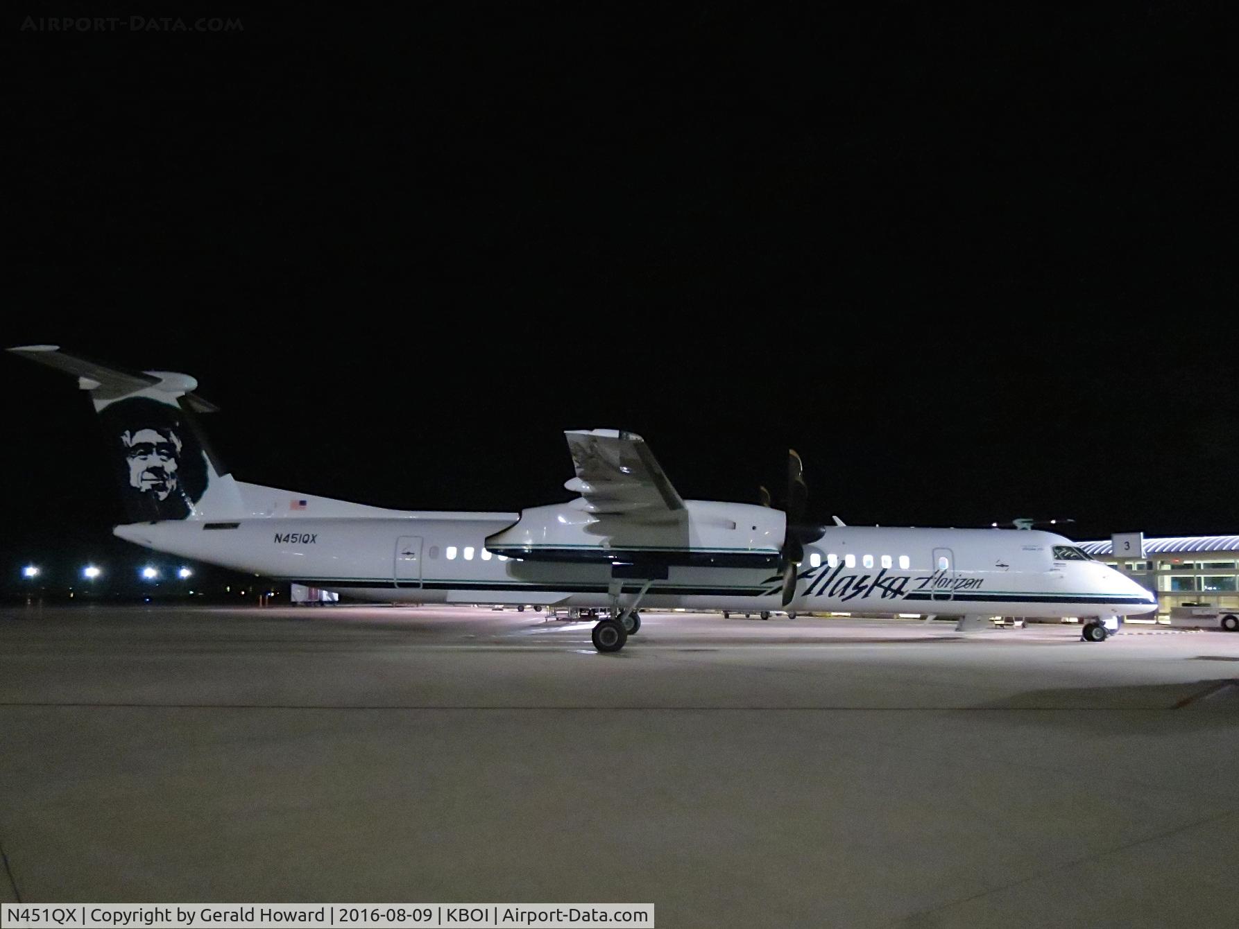 N451QX, 2013 Bombardier DHC-8-402 Dash 8 C/N 4457, Parked on Alaska ramp before the sun rise.