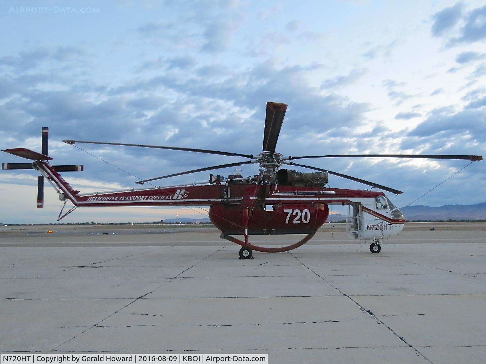 N720HT, 1969 Sikorsky CH-54B Tarhe C/N 64-070, Parked on south side of BOI. Early morning.