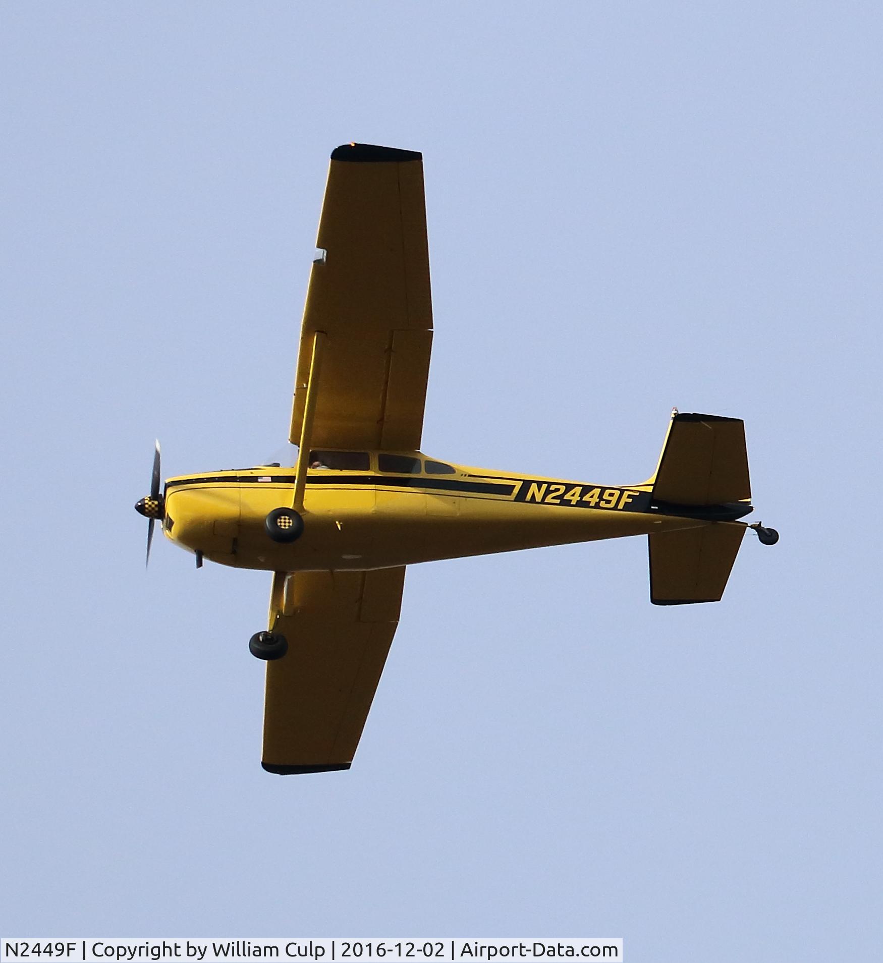 N2449F, 1966 Cessna 180H Skywagon C/N 18051650, It was flying over Peace Valley Park, Doylestown Pa. I like planes so I take pictures of them flying over.