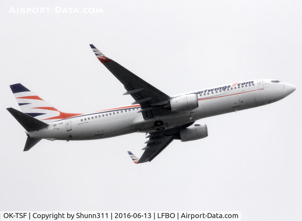 OK-TSF, 2008 Boeing 737-8GJ C/N 37360, Climbing after take off from rwy 32R