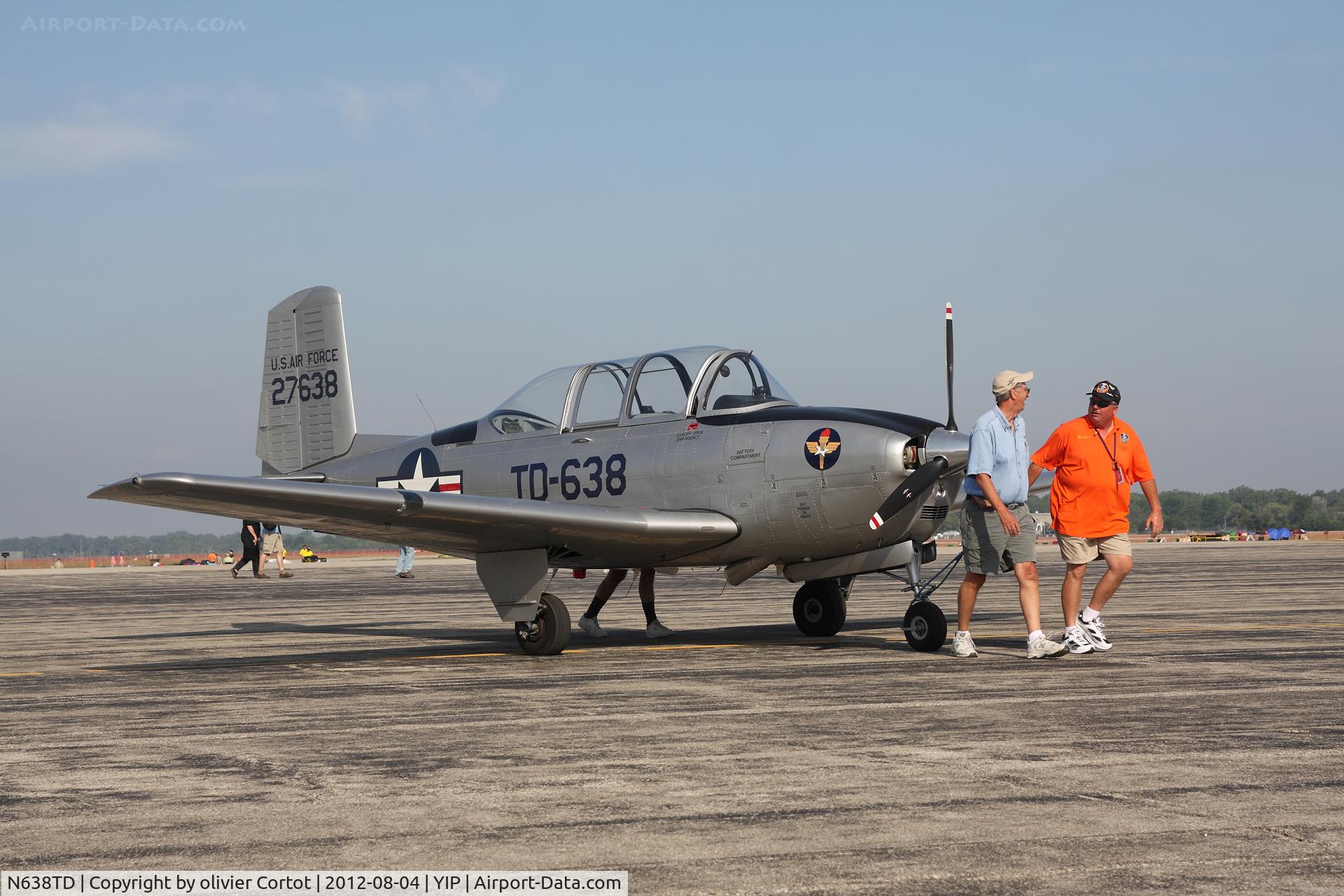 N638TD, 1953 Beech T-34A (A45) Mentor Mentor C/N G-286, pulled to the static display, thunder over Michigan 2012