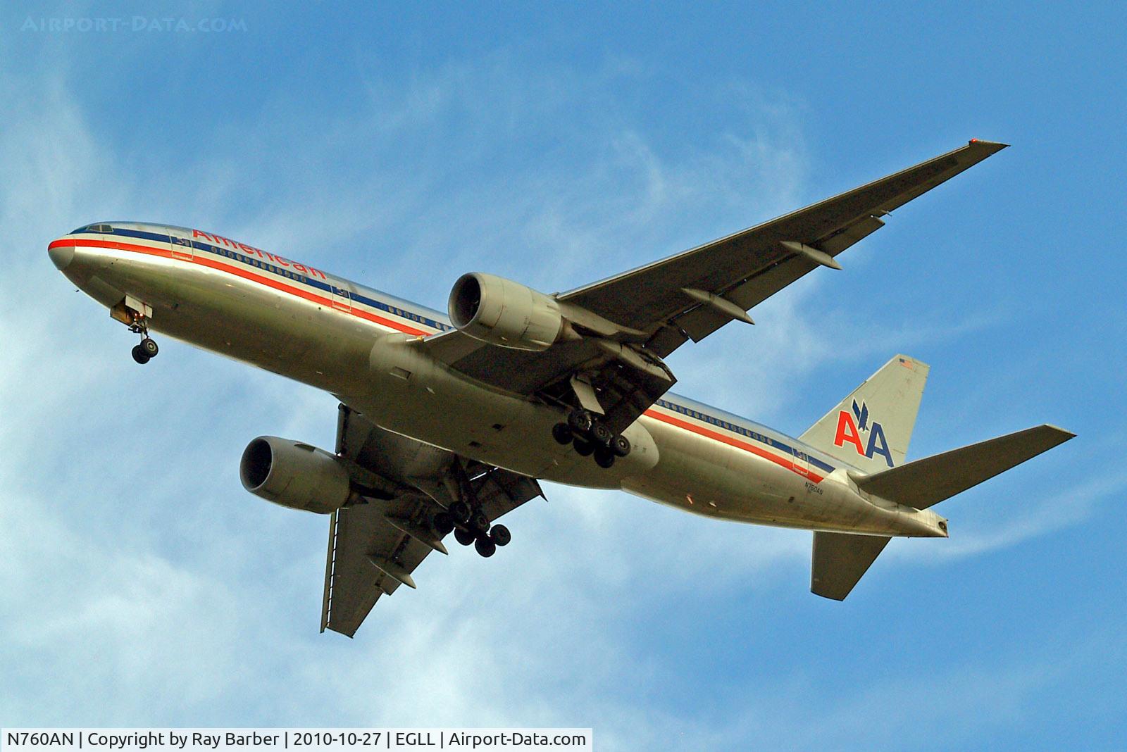 N760AN, 2002 Boeing 777-223 C/N 31477, Boeing 777-223ER [31477] (American Airlines) Home~G 27/10/2010. On approach 27R.