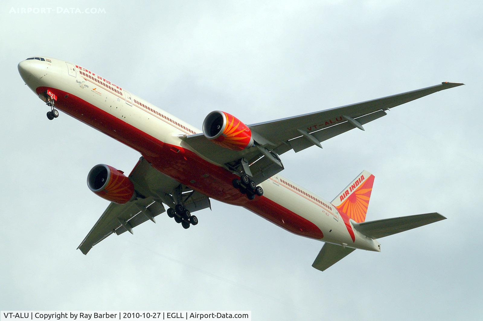 VT-ALU, 2010 Boeing 777-337/ER C/N 36319, VT-ALU   Boeing 777-337ER [36319] (Air India) Home~G 27/10/2010. On approach 27R. Wears Delhi 2010 special titles.