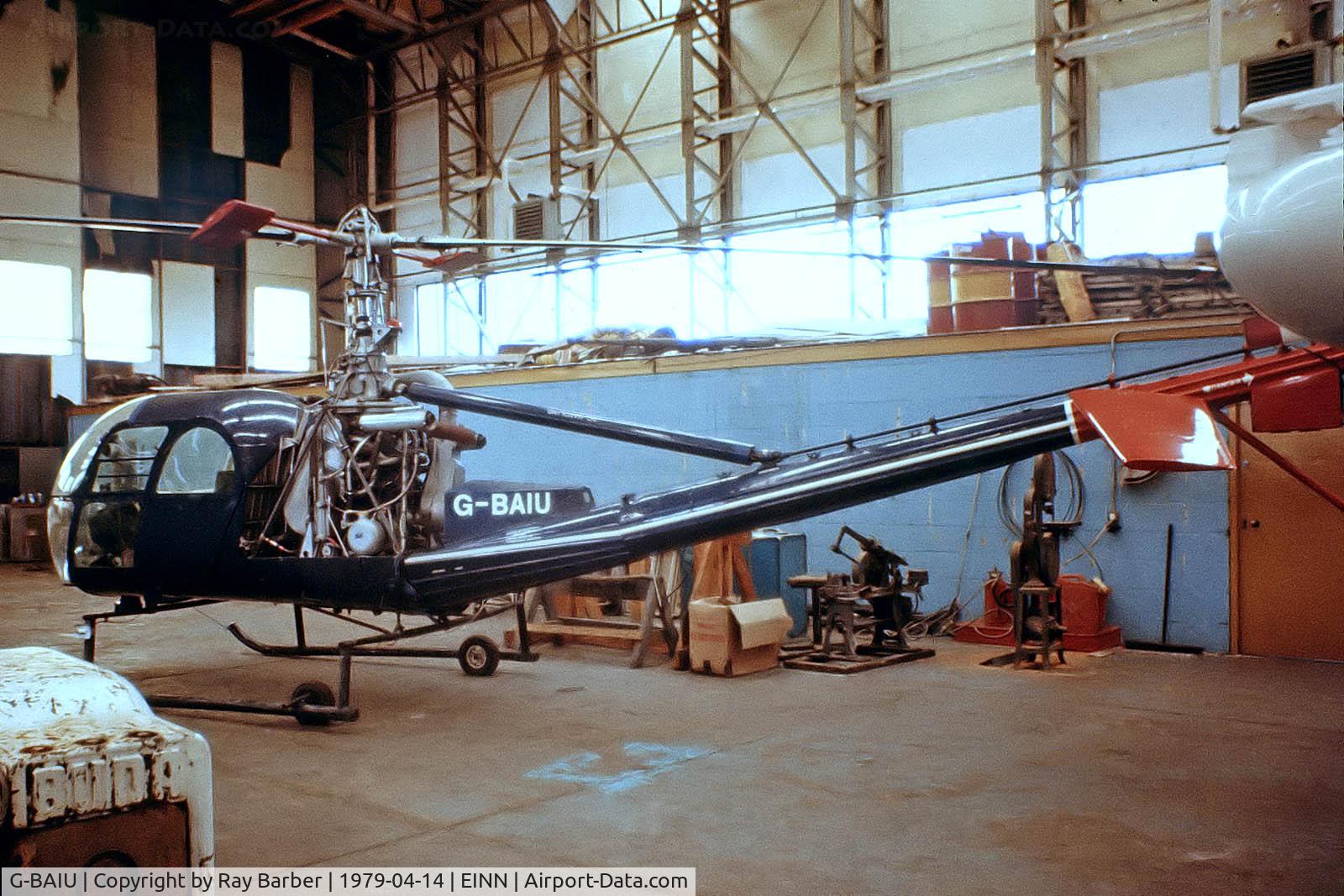G-BAIU, 1961 Hiller UH-12E4 SOLOY TURBINE C/N 2138, Hiller UH-12E4 Raven [2138] Shannon~EI 14/04/1979. From a slide.