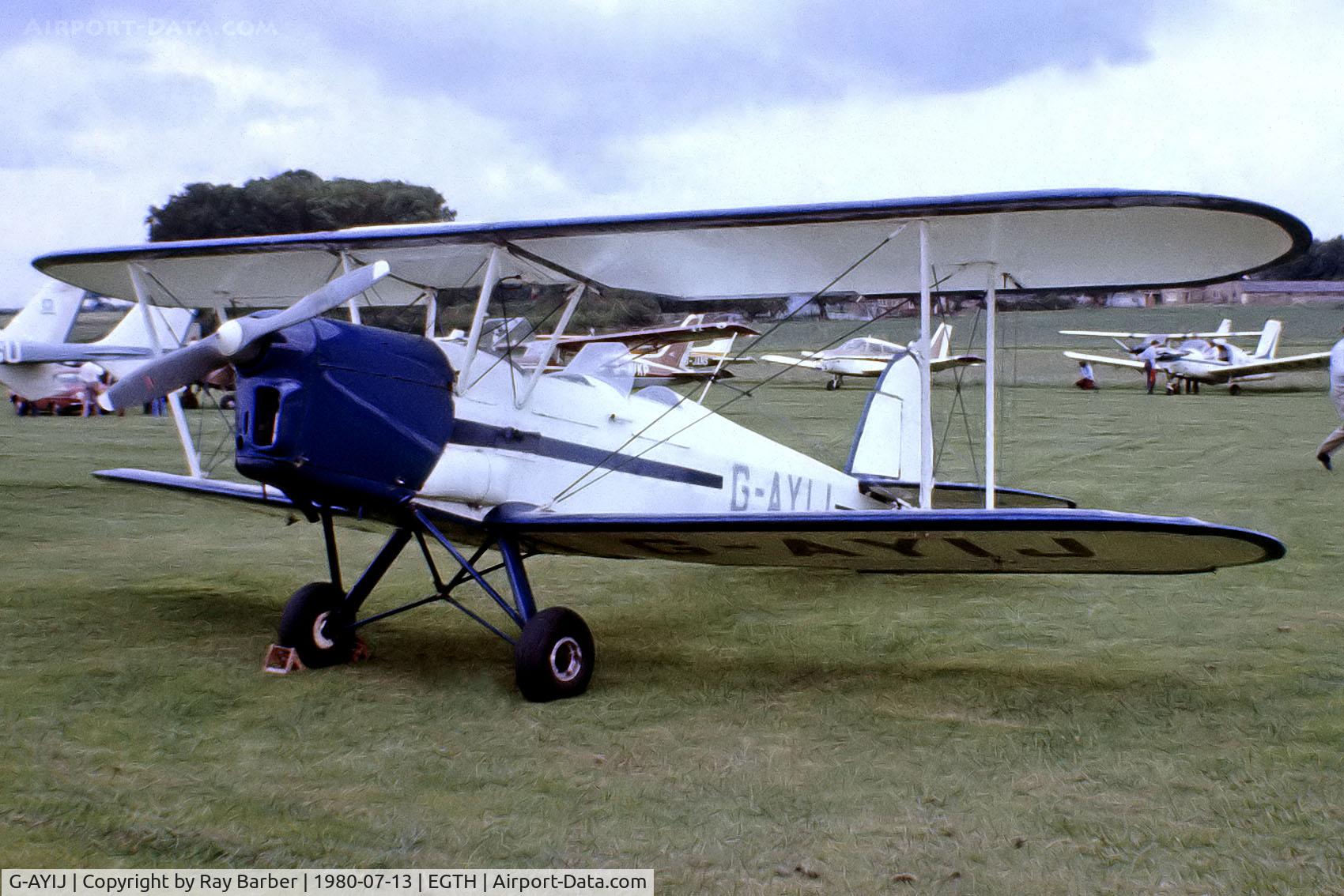 G-AYIJ, 1946 Stampe-Vertongen SV-4B C/N 376, G-AYIJ   SNCAN Stampe SV.4B [376] Old Warden~G 13/07/1980. From a slide.