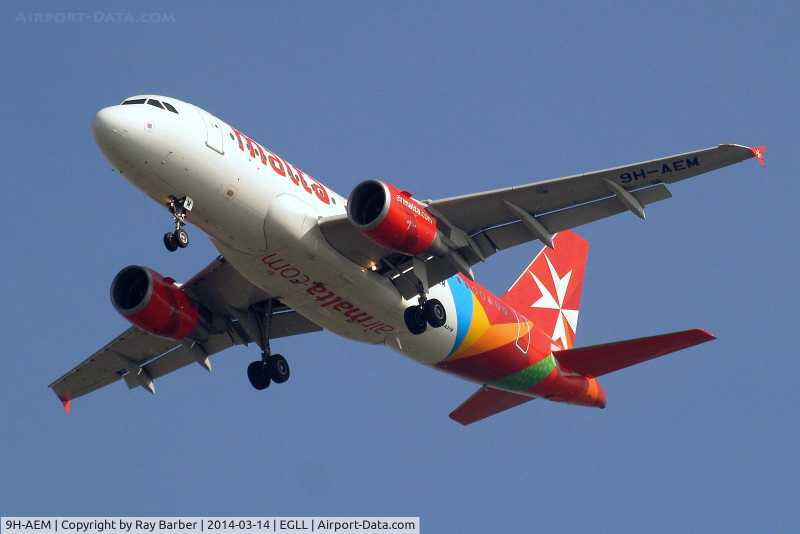 9H-AEM, 2005 Airbus A319-111 C/N 2382, Airbus A319-111 [2382] (Air Malta) Home~G 14/03/2014. On approach 27R.