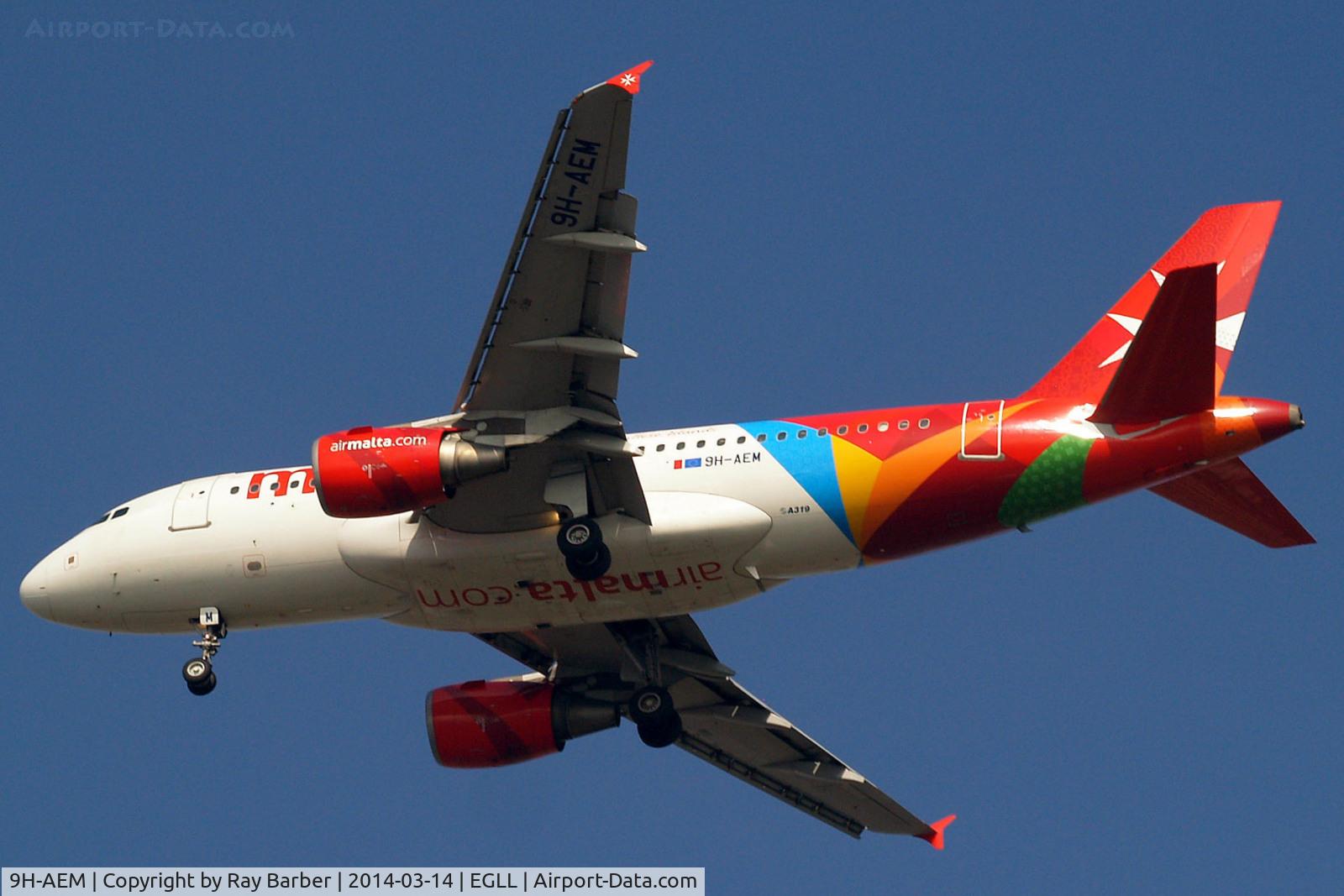 9H-AEM, 2005 Airbus A319-111 C/N 2382, Airbus A319-111 [2382] (Air Malta) Home~G 14/03/2014. On approach 27R.