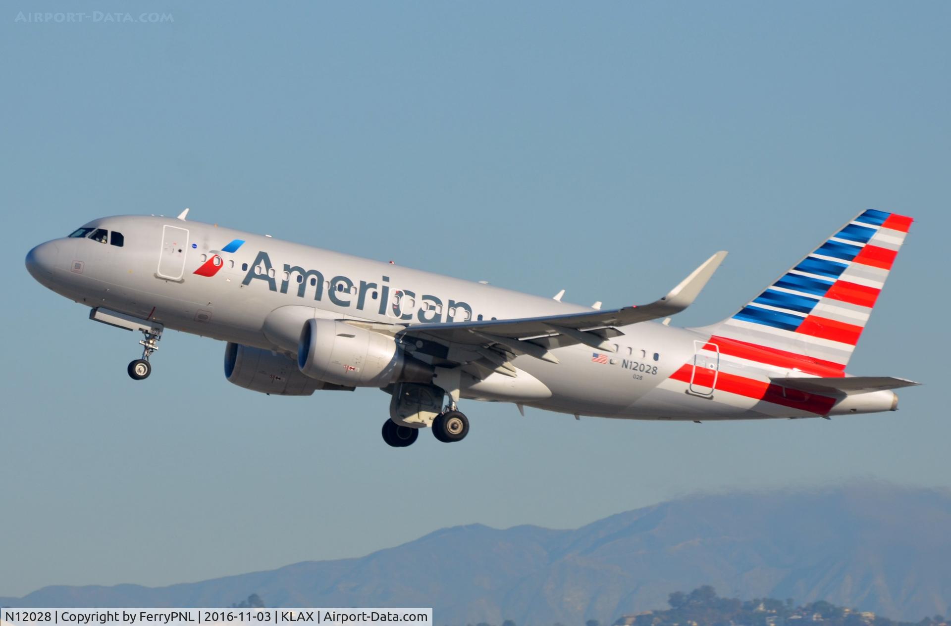 N12028, 2015 Airbus A319-115 C/N 6456, American babybus departing