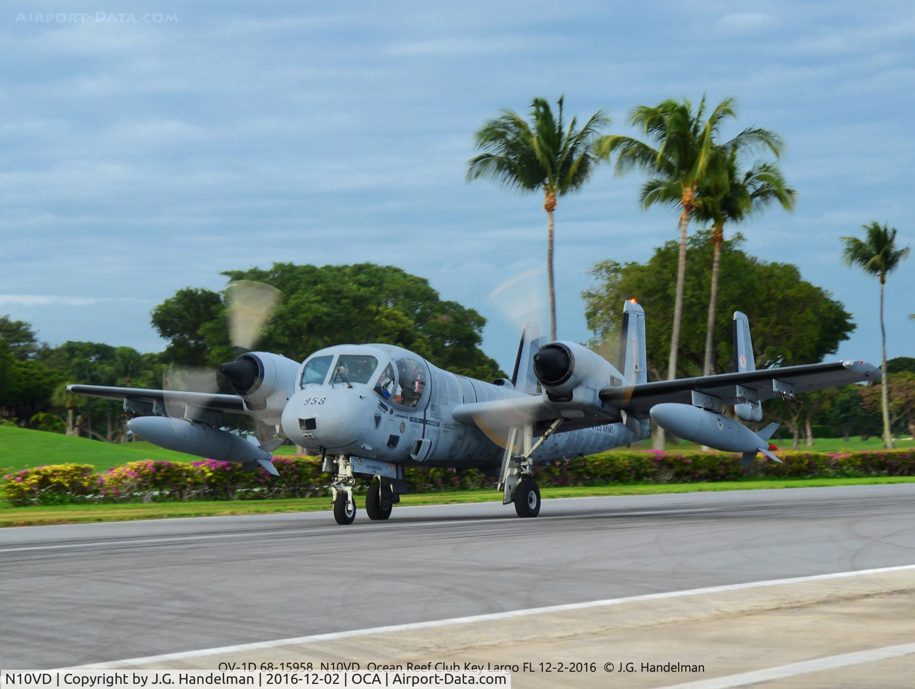 N10VD, 1968 Grumman OV-1D Mohawk C/N 162C, Taxiing to ramp.  Note names of all Viet Nam  KIA and MIA stenciled on the aircraft.