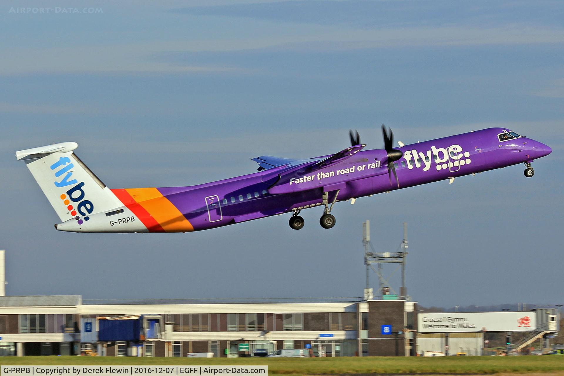 G-PRPB, 2010 Bombardier DHC-8-402 Dash 8 C/N 4333, Dash 8, Flybe, call sign Jersey 7AK. Previously C-CGFI, N33NG, seen departing runway 12 en-route to Belfast City.