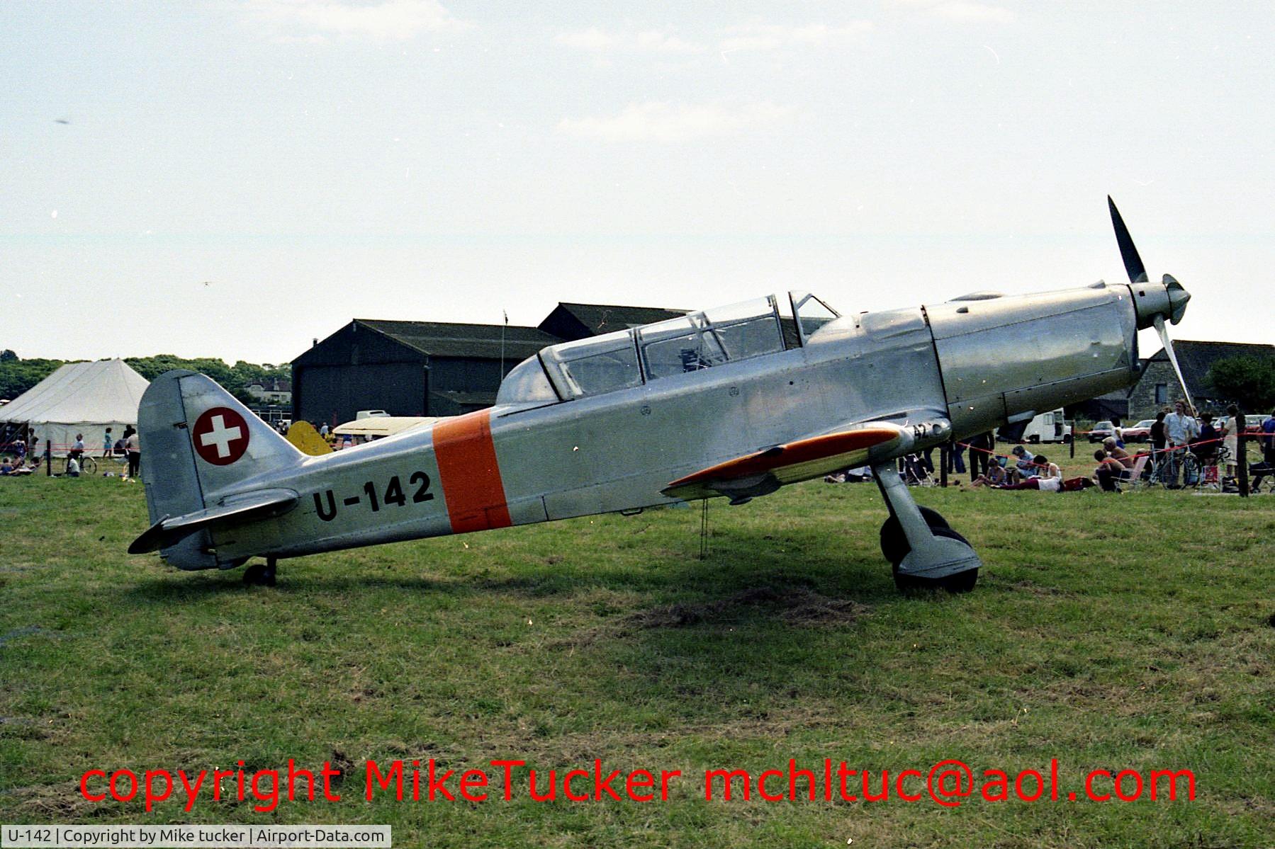 U-142, 1950 Pilatus P2-06 C/N 62, Taken at Bembridge isle of Wight early 80's.From a film scan.