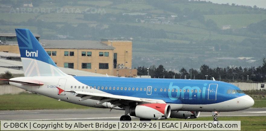 G-DBCK, 2007 Airbus A319-131 C/N 3049, BMI G-DBCK arriving at Belfast City from Heaathrow.