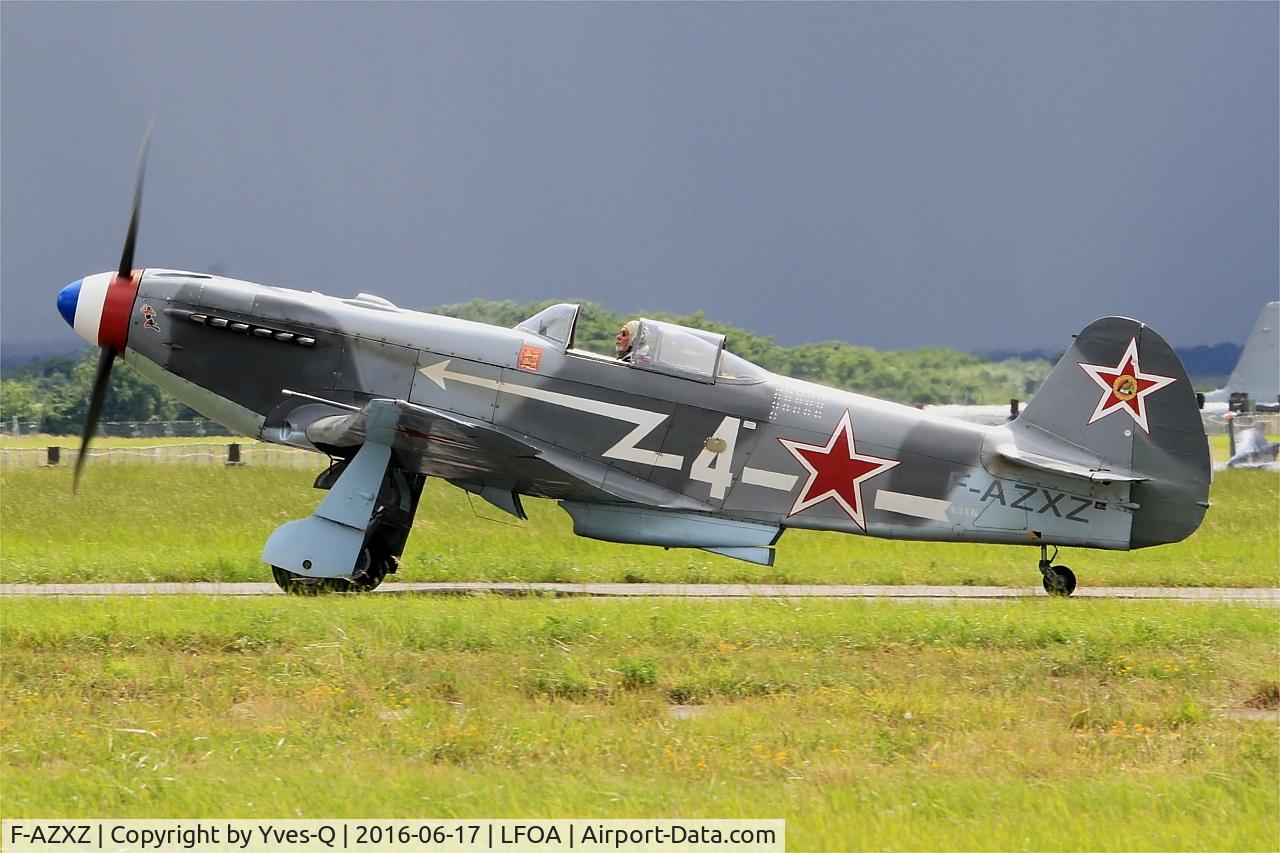 F-AZXZ, 1944 Yakovlev Yak-3UA Replica C/N Y337, Yakovlev Yak-3UA Replica, Taxiing to parking area, Avord Air Base 702 (LFOA) Open day 2016