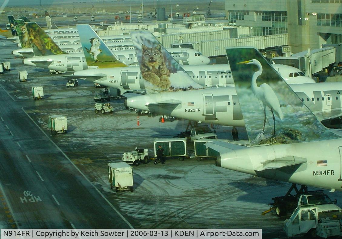 N914FR, 2002 Airbus A319-111 C/N 1841, Parked on stand at Denver
