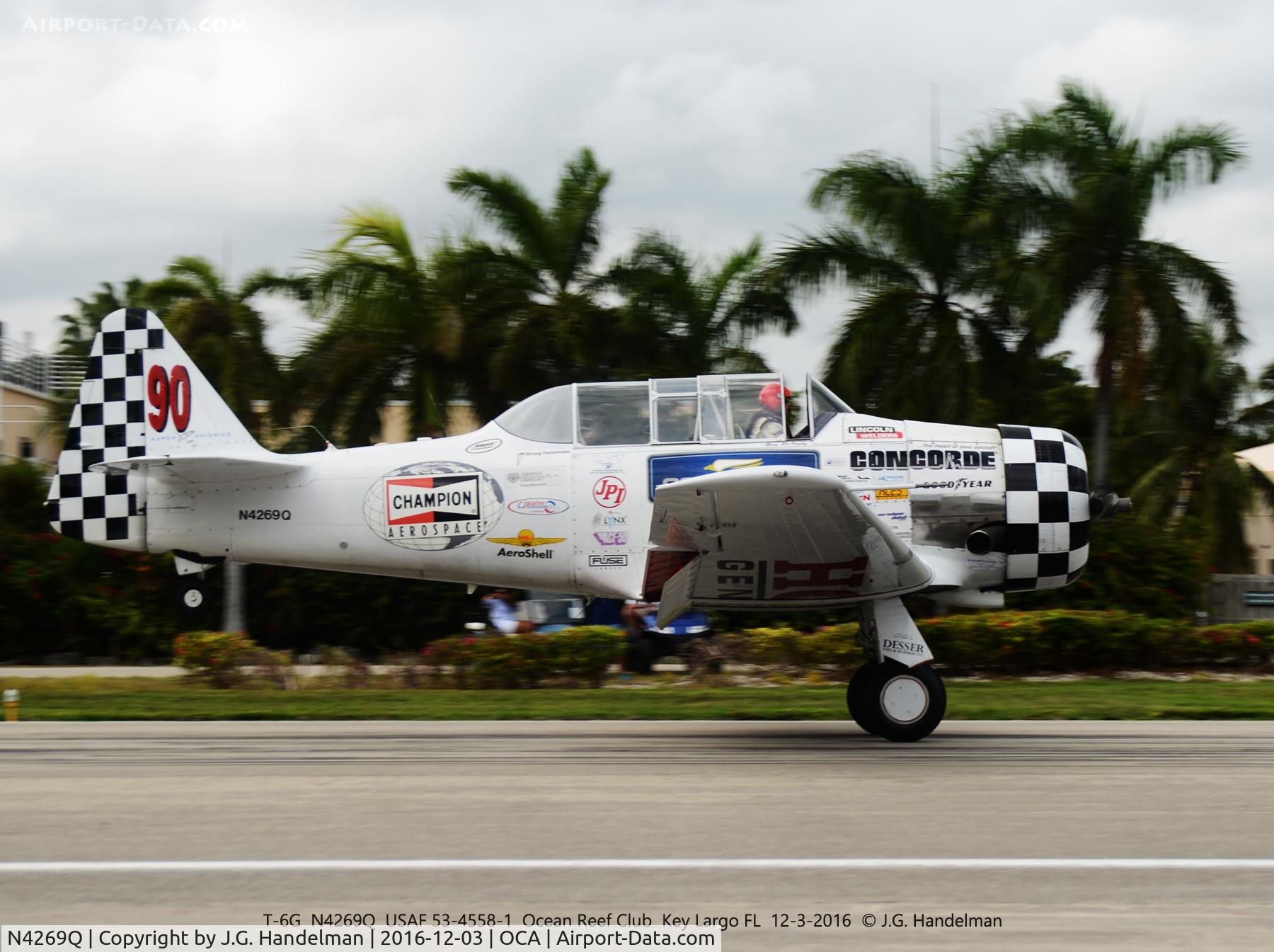 N4269Q, 1953 North American T-6G Texan C/N 197-5, Landing at OCA.