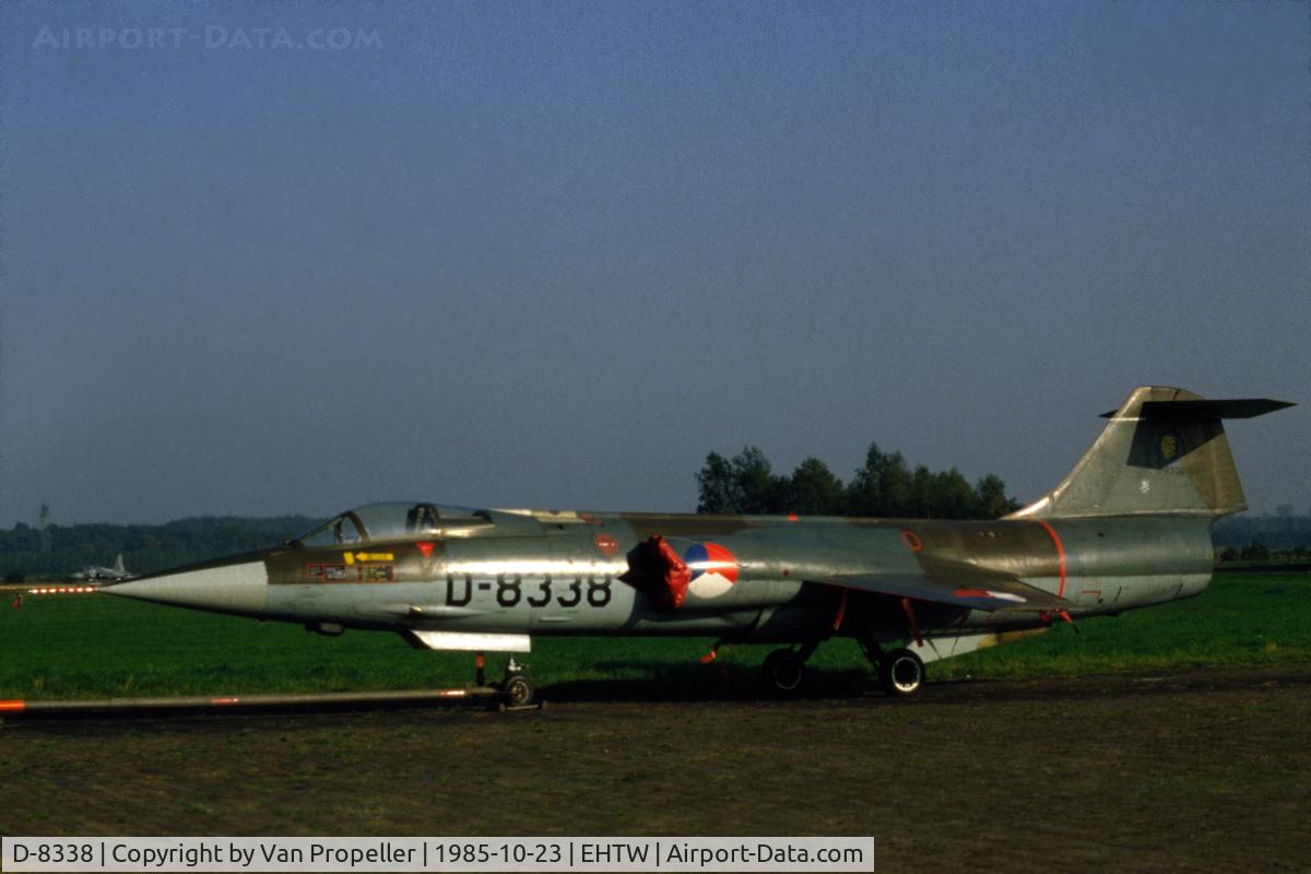 D-8338, Lockheed F-104G Starfighter C/N 683-8338, Royal Netherlands Air Force F-104G at Twente Air Base, 1985. It had already been withdrawn for used but was used for training purposes.