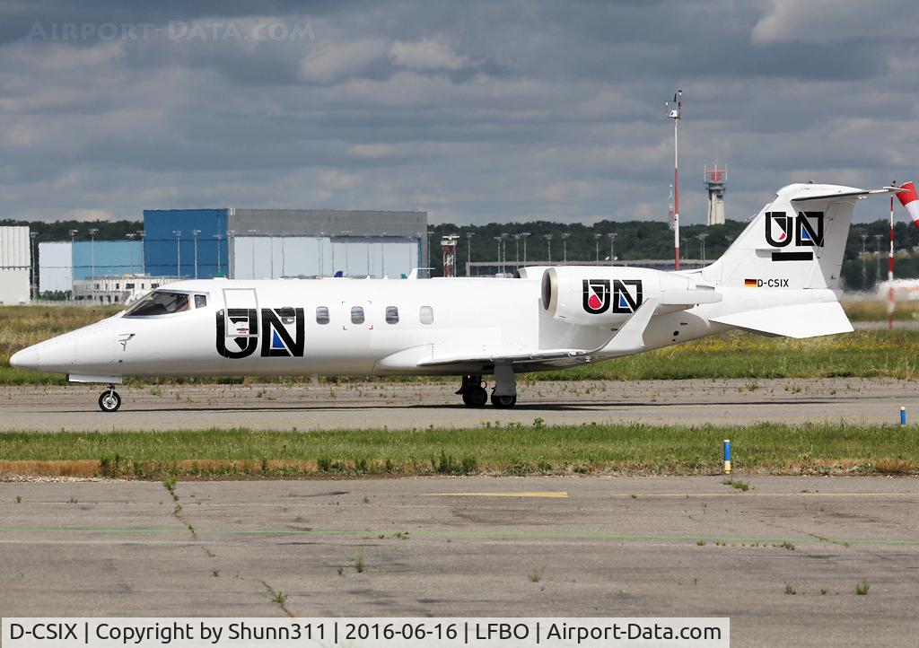 D-CSIX, 1997 Learjet 60 C/N 60-120, Taxiing holding point rwy 32R for departure...