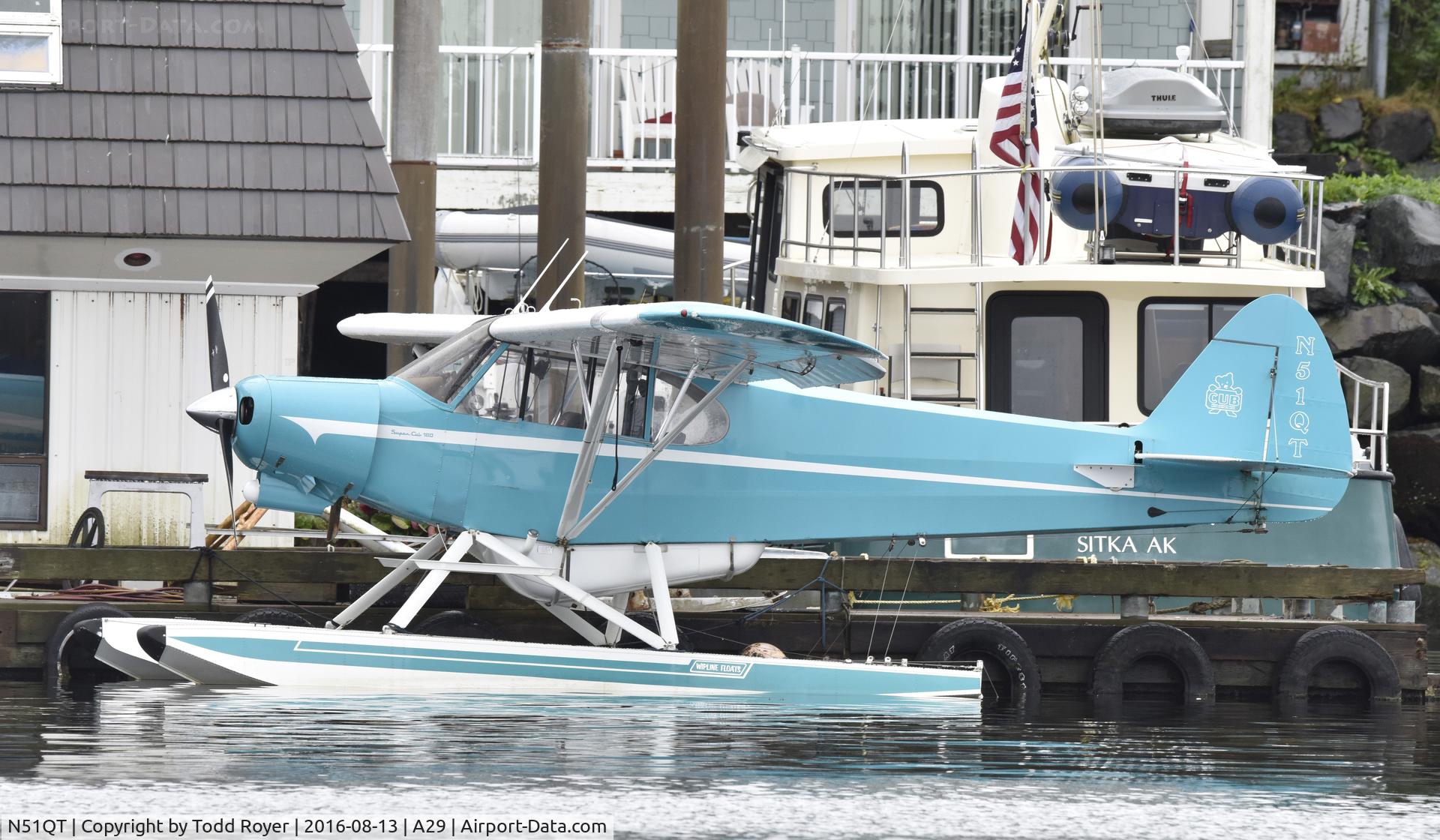 N51QT, 1957 Piper PA-18-150 Super Cub C/N 18-905, Docked at the Sitka Seaplane Base