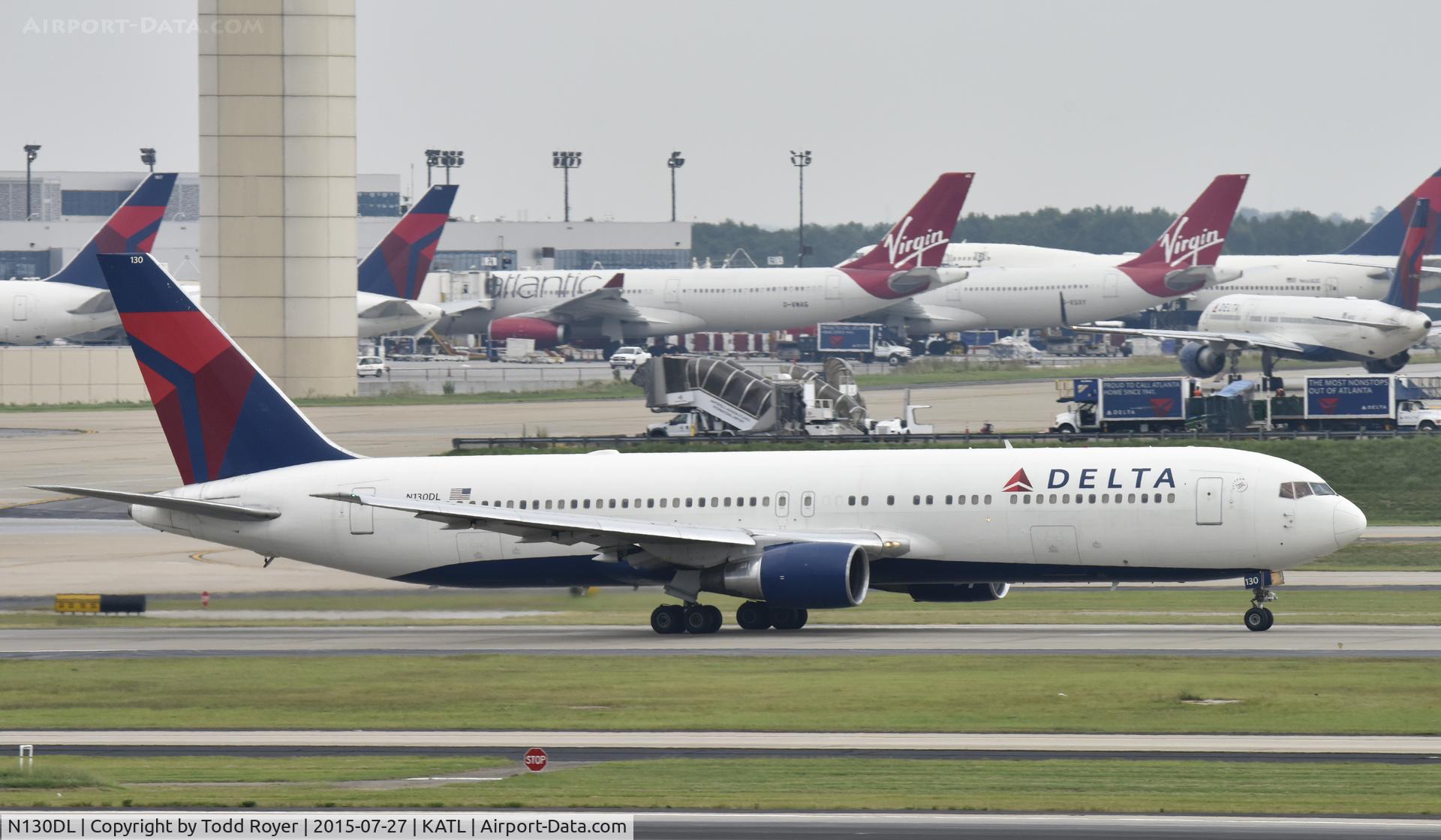 N130DL, 1988 Boeing 767-332 C/N 24080, Departing Atlanta