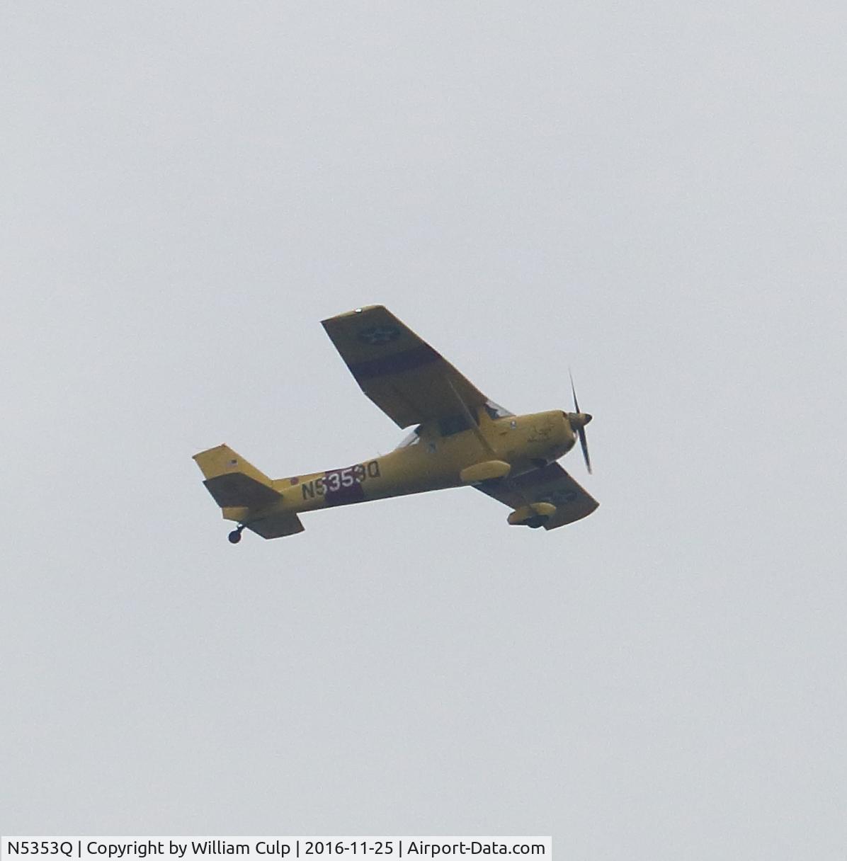 N5353Q, 1972 Cessna 150L C/N 15073253, The plane was flying over Peace Valley Park ,Doylestown Pa. My friend Tim and I are interested in aviation so I take pictures and share them with him. Good practice for me with my new camera a Conon EOS80D with a 250mm lens.  www.billsbackyardwildlife.com