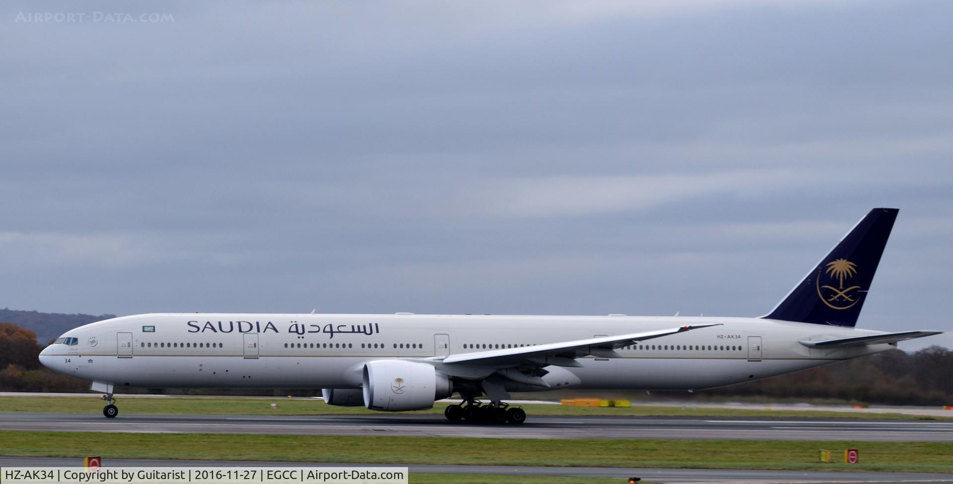 HZ-AK34, 2016 Boeing 777-3FG/ER C/N 61596, At Manchester