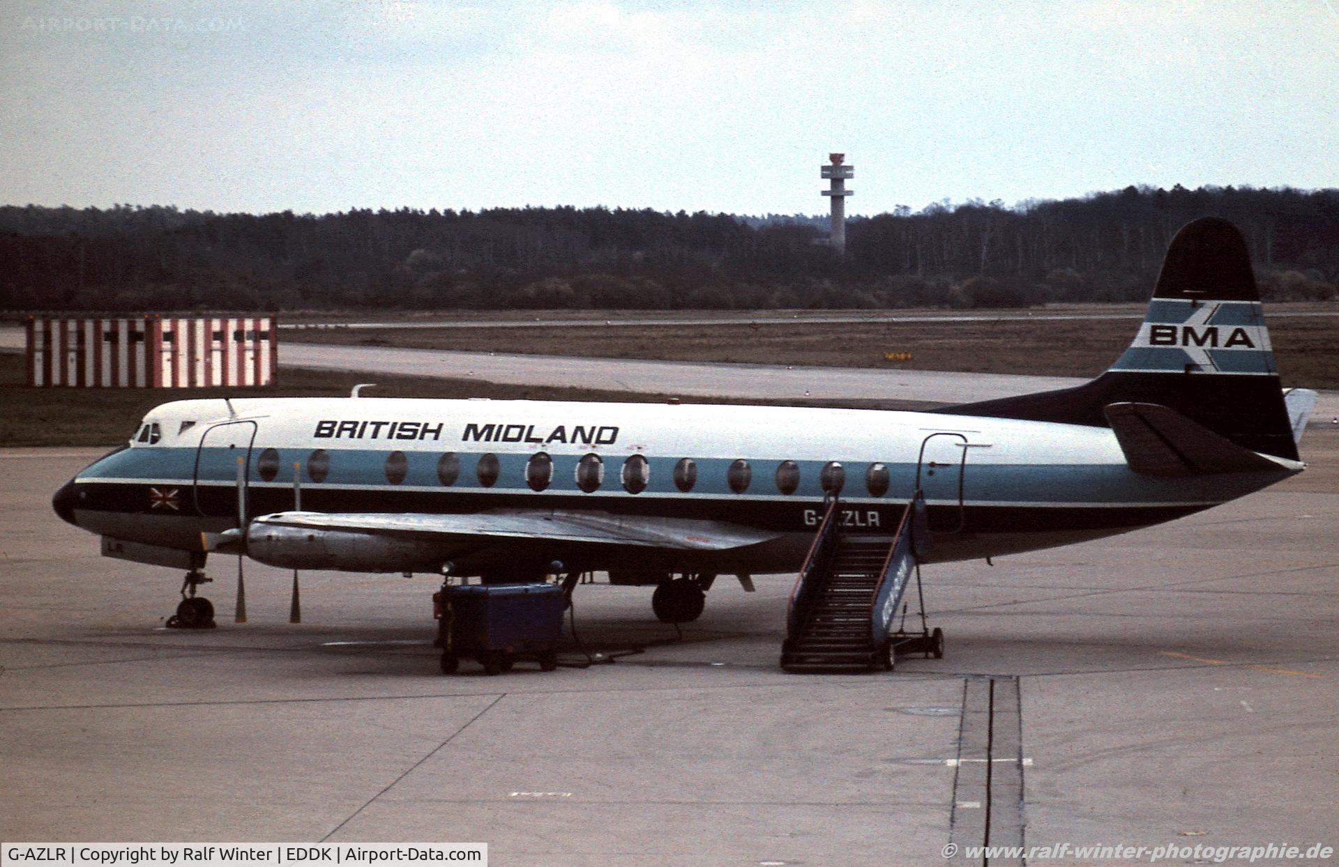 G-AZLR, 1958 Vickers Viscount 813 C/N 347, Vickers Viscount 813 - British Midland Airways - G-AZLR - 1975 - CGN, from a slide