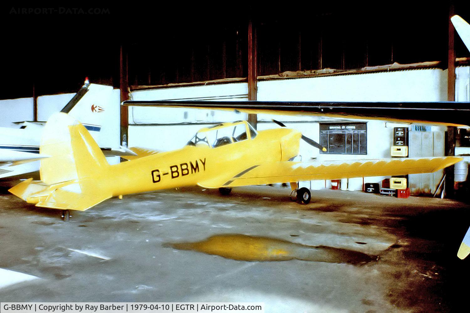 G-BBMY, 1950 De Havilland DHC-1 Chipmunk 22 C/N C1/0584, De Havilland Canada DHC.1 Chipmunk 22 [C1/0584] Elstree~G 10/04/1979. From a slide.