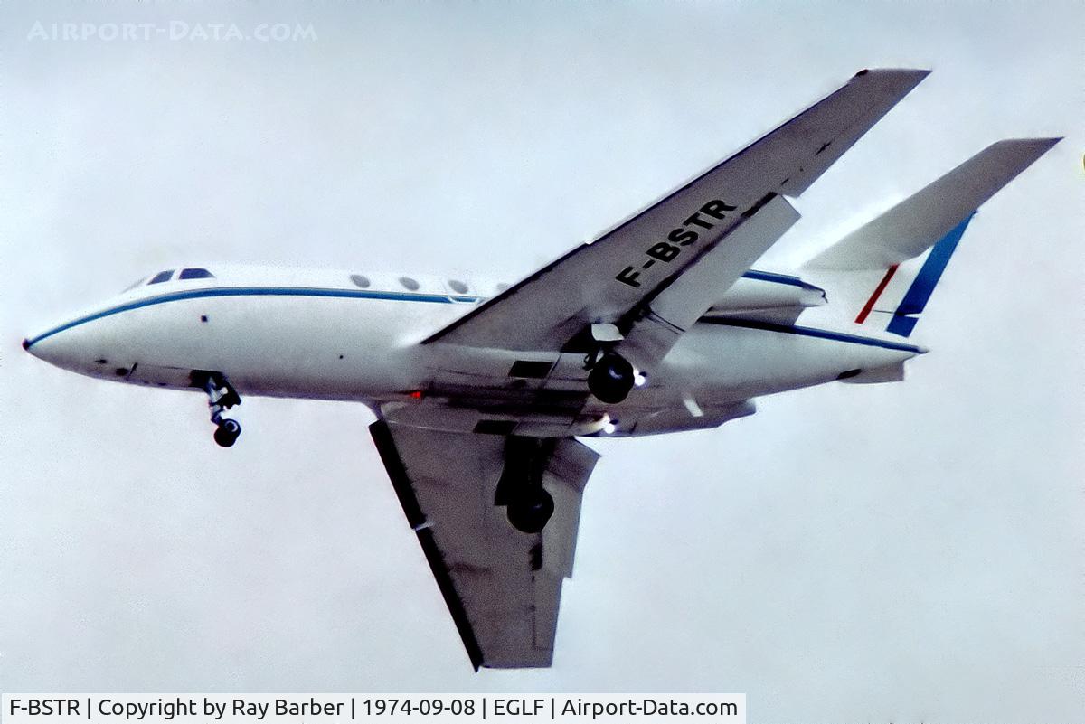 F-BSTR, Dassault Falcon (Mystere) 20F C/N 246, Dassault Falcon 20F [246] (Europe Falcon Service) Farnborough~G 08/09/1974. From a slide.