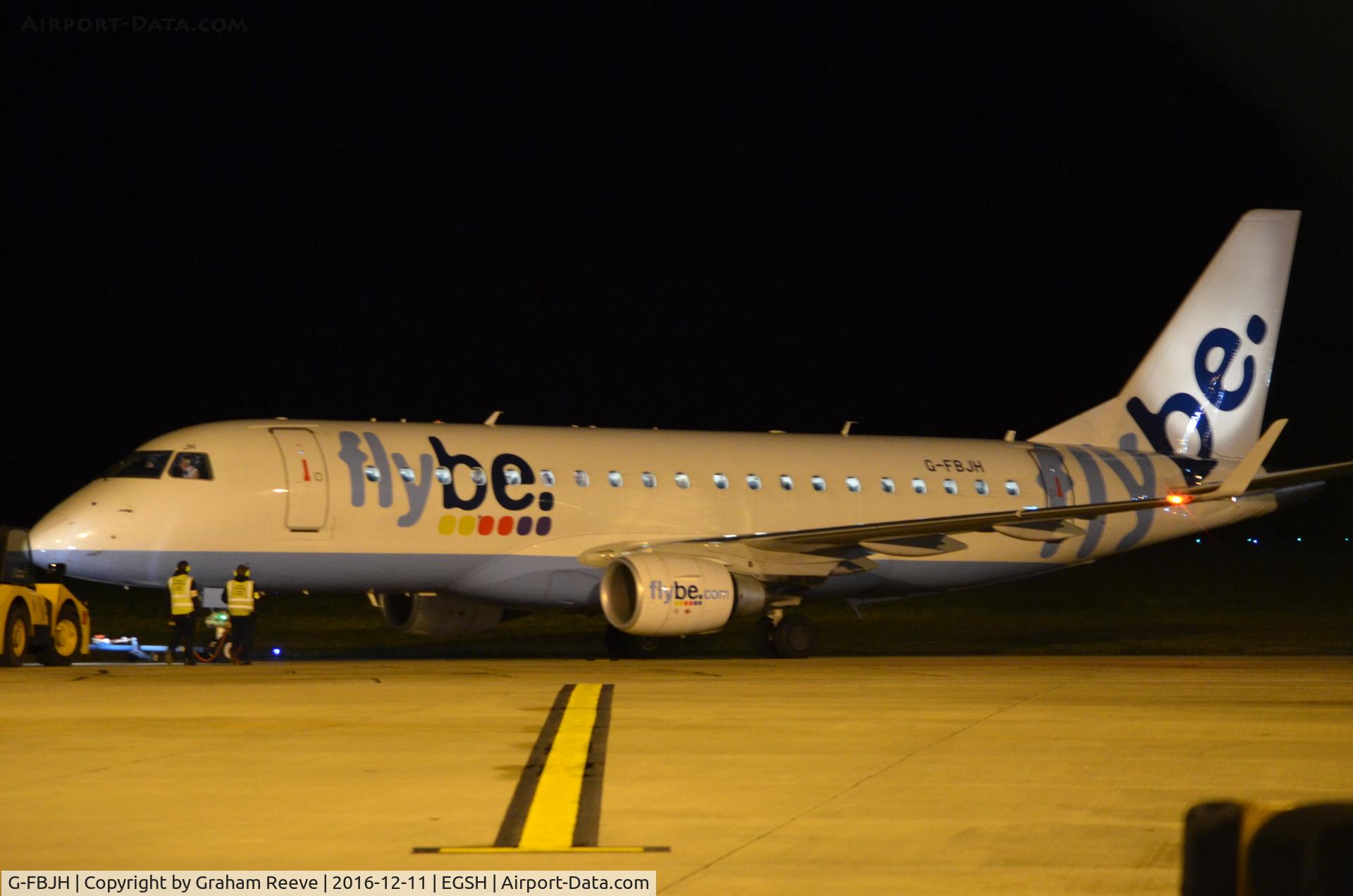 G-FBJH, 2012 Embraer 175STD (ERJ-170-200) C/N 17000351, Being pushed back at Norwich.