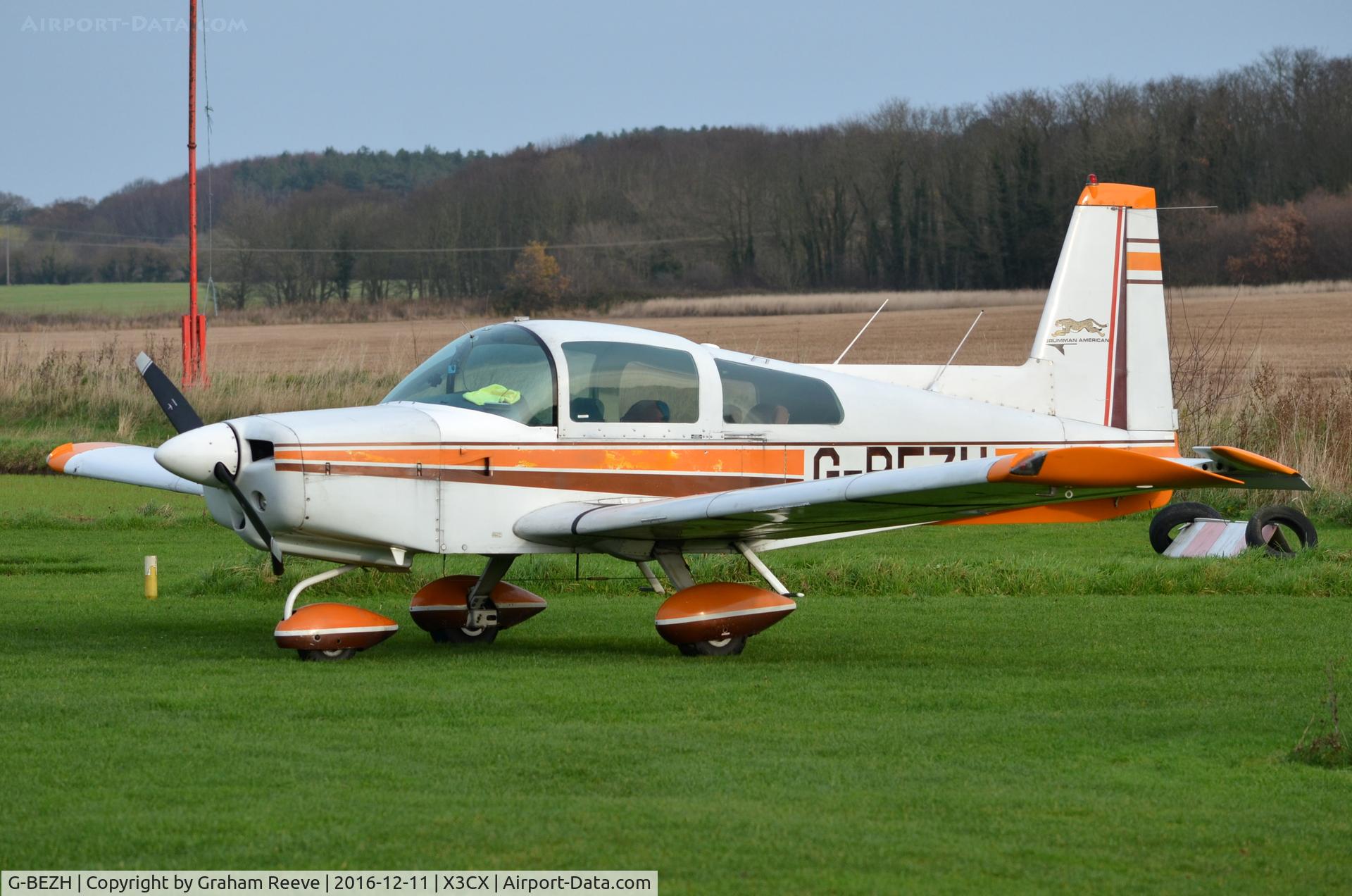 G-BEZH, 1974 Grumman American AA-5 Traveler C/N AA5-0566, Parked at Northrepps.