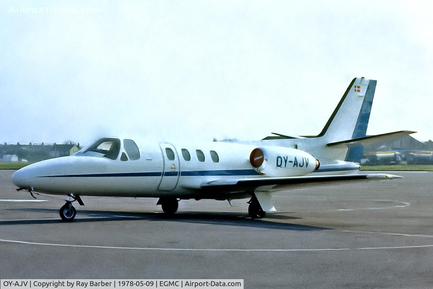 OY-AJV, 1975 Cessna 500 Citation 1 C/N 500-0279, Cessna Citation [500-0279] Southend~G 09/05/1978. From a slide.