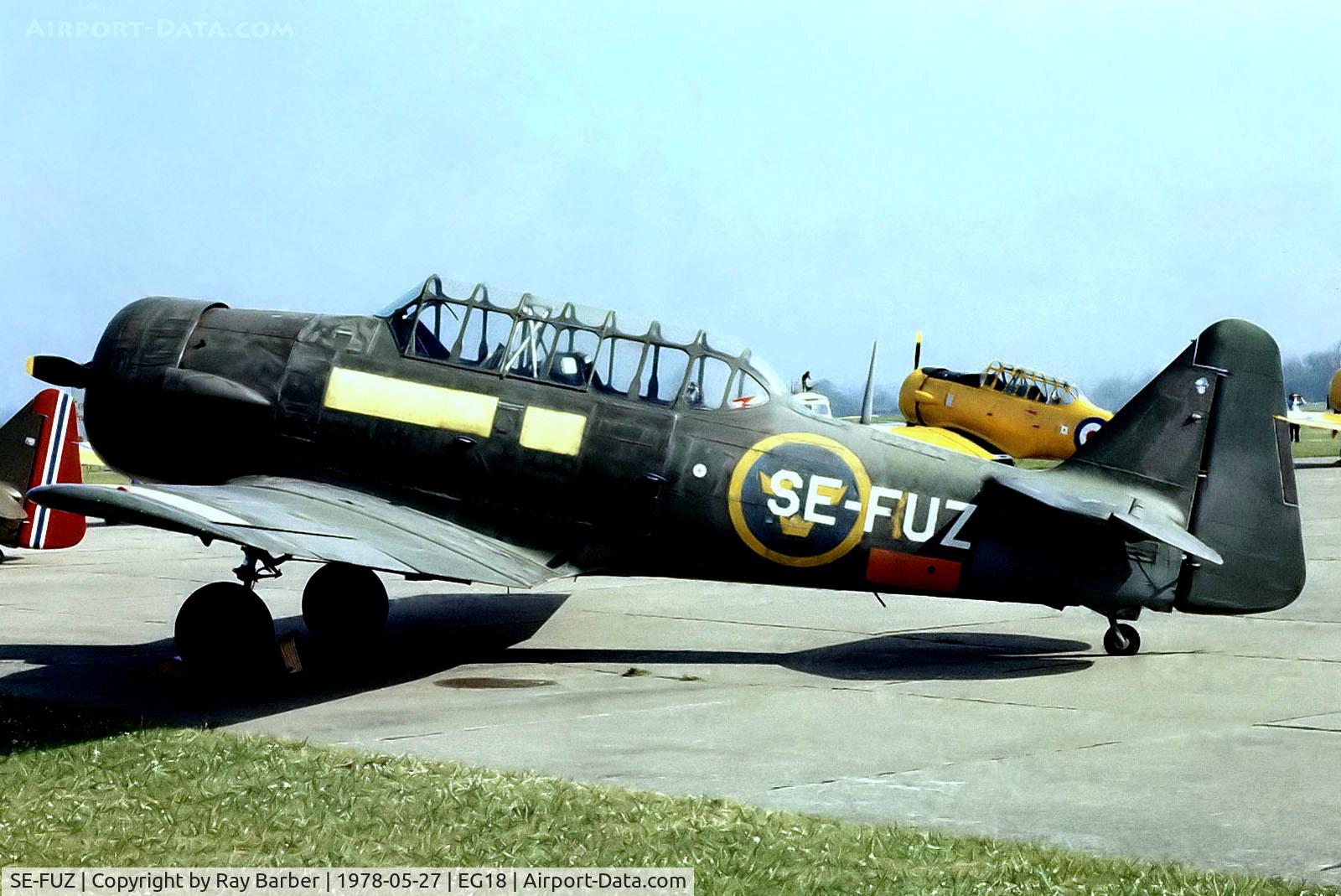 SE-FUZ, 1943 Noorduyn AT-16 Harvard II C/N 14-526, Noorduyn AT-6A Harvard IIB [14-526] Bassingbourn~G 27/05/1978. From a slide.
