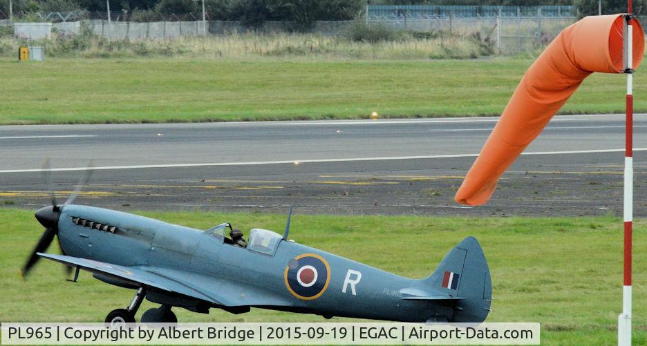 PL965, 1944 Supermarine 365 Spitfire PR.XI C/N 6S/504719, Preserved Spitfire departing Belfast City.