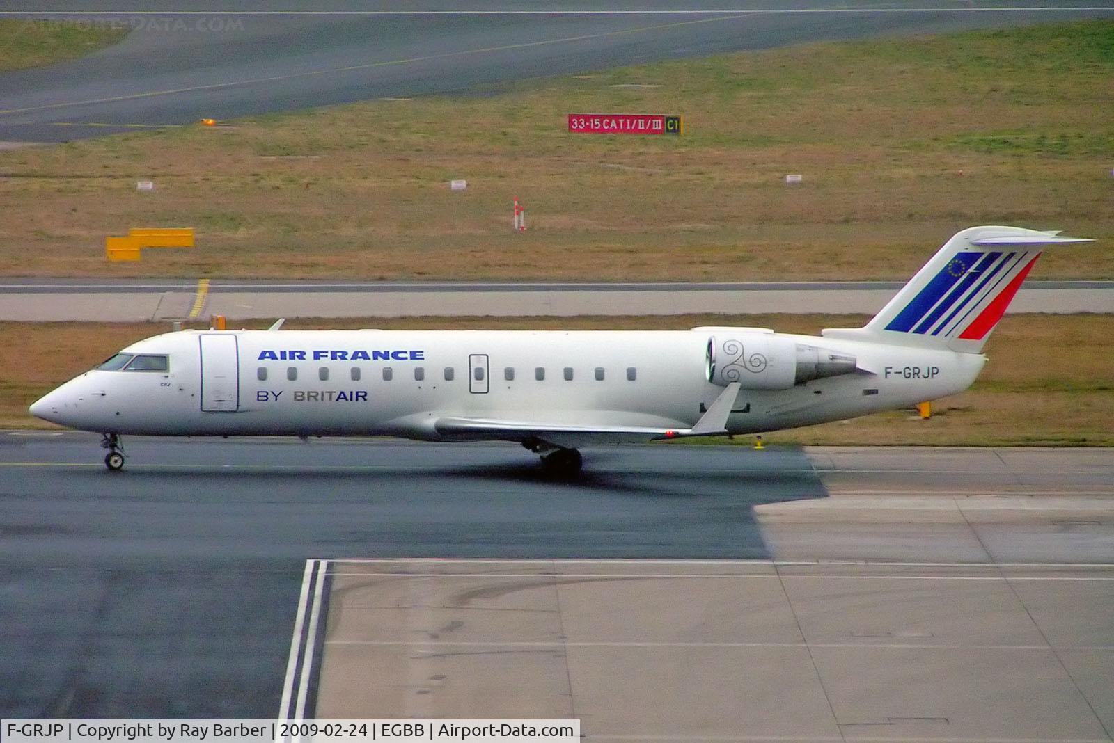 F-GRJP, 1999 Canadair CRJ-100ER (CL-600-2B19) C/N 7301, Canadair CRJ-100ER [7301] (Air France/Brit Air) Birmingham Int'l~G 24/02/2009 Revised titles on the fuselage and markings on the engine cowl.