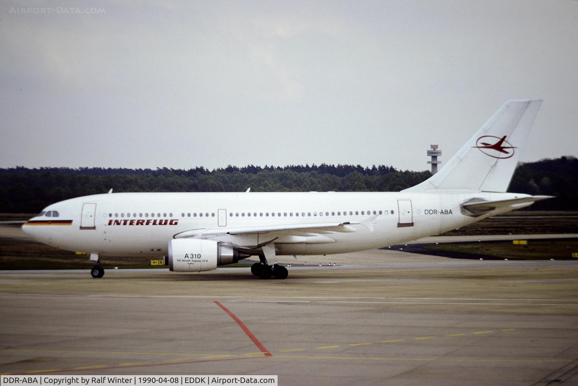 DDR-ABA, 1989 Airbus A310-304 C/N 498, Airbuas A310-304 - IF IFL Interflug - DDR-ABA 08.04.1990 - CGN