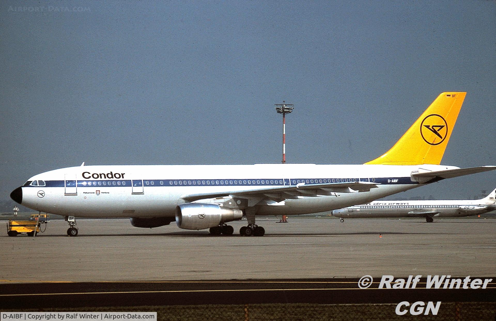 D-AIBF, 1979 Airbus A300B4-203 C/N 77, Airbus A300B4-100 - Condor Flugdienst - D-AIBF - 1979, from a slide