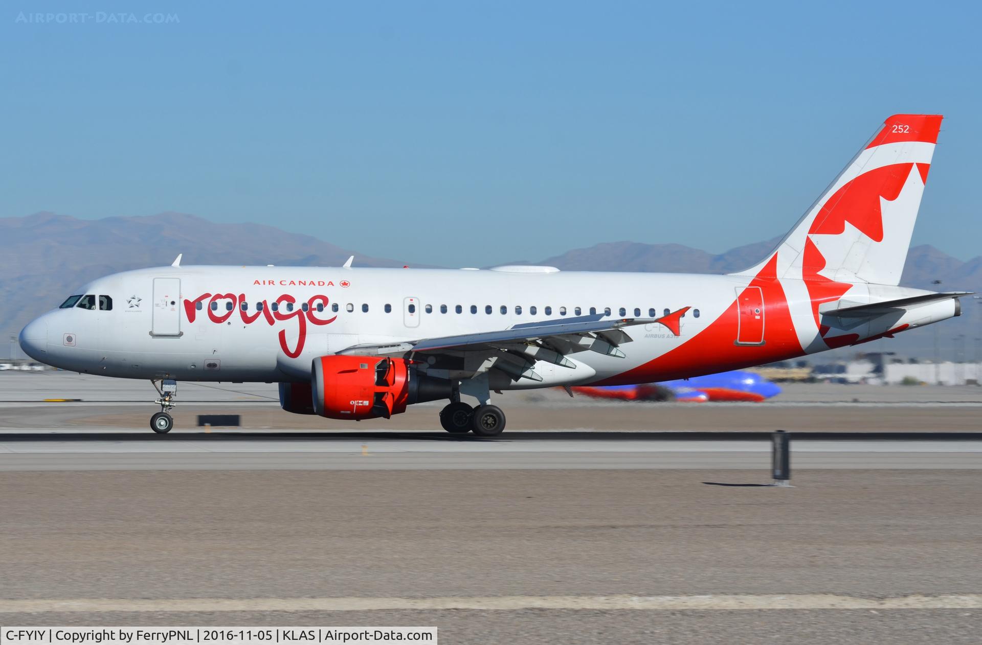 C-FYIY, 1996 Airbus A319-114 C/N 634, Rouge A319 landing.