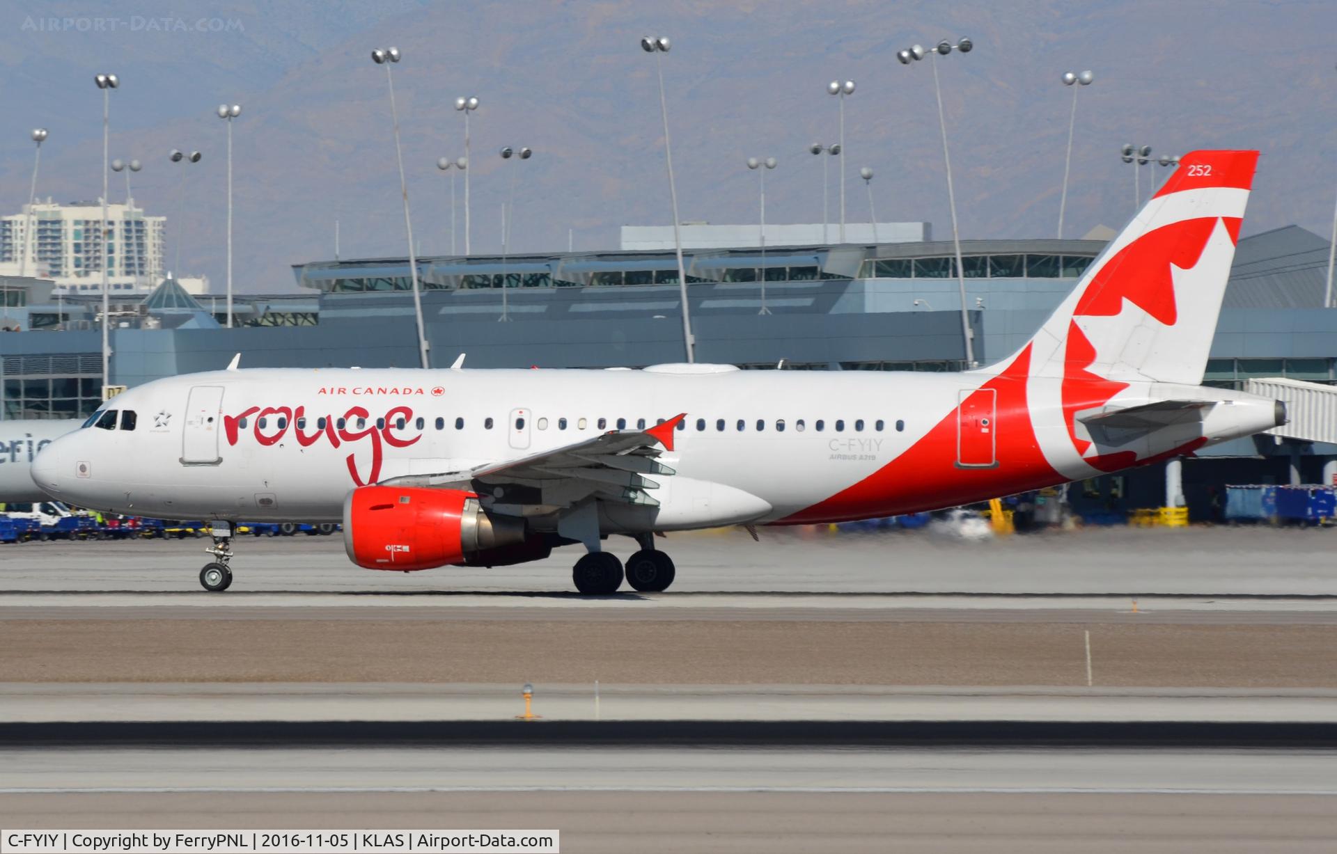 C-FYIY, 1996 Airbus A319-114 C/N 634, Rouge A319 departing LAS