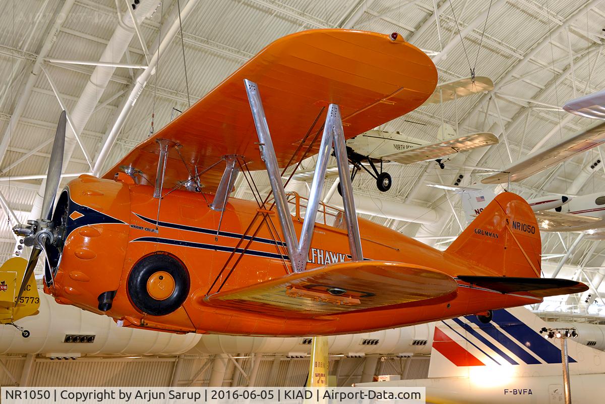 NR1050, 1938 Grumman G-22 Gulfhawk II C/N 355, On display in the Boeing Aviation Hangar room at the Steven F. Udvar-Hazy Center. This Gulfhawk flown by Maj. Alfred Williams was fully aerobatic and capable of inverted flight for up to half an hour. Maj. Williams flew this aircraft at many airshows.