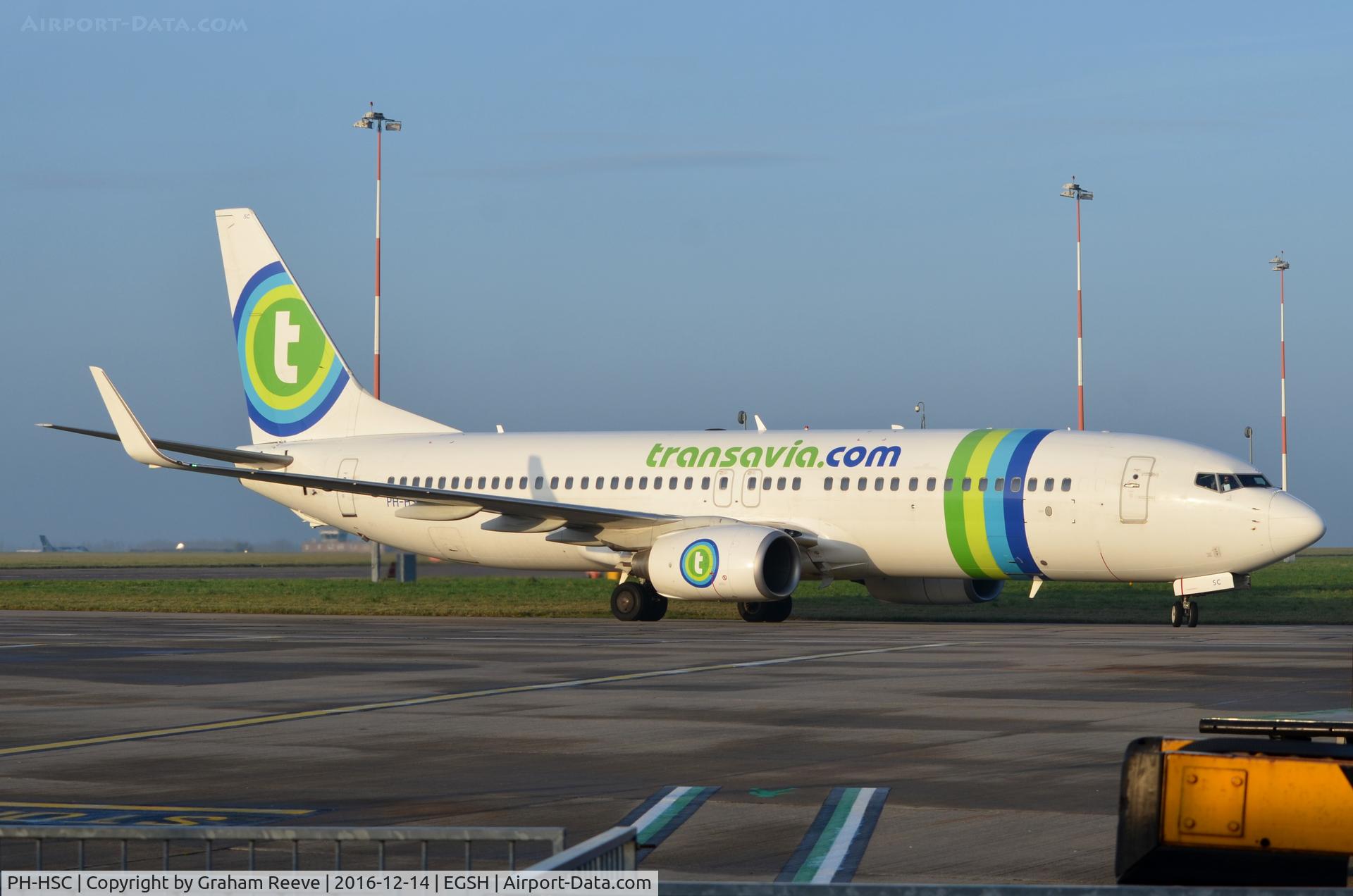 PH-HSC, 2010 Boeing 737-8K2 C/N 34173, Just landed at Norwich.