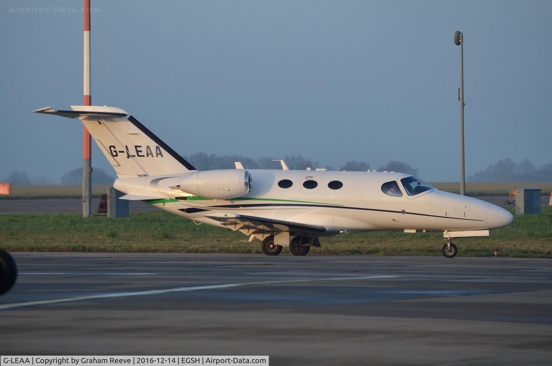 G-LEAA, 2007 Cessna 510 Citation Mustang Citation Mustang C/N 510-0072, Departing from Norwich.