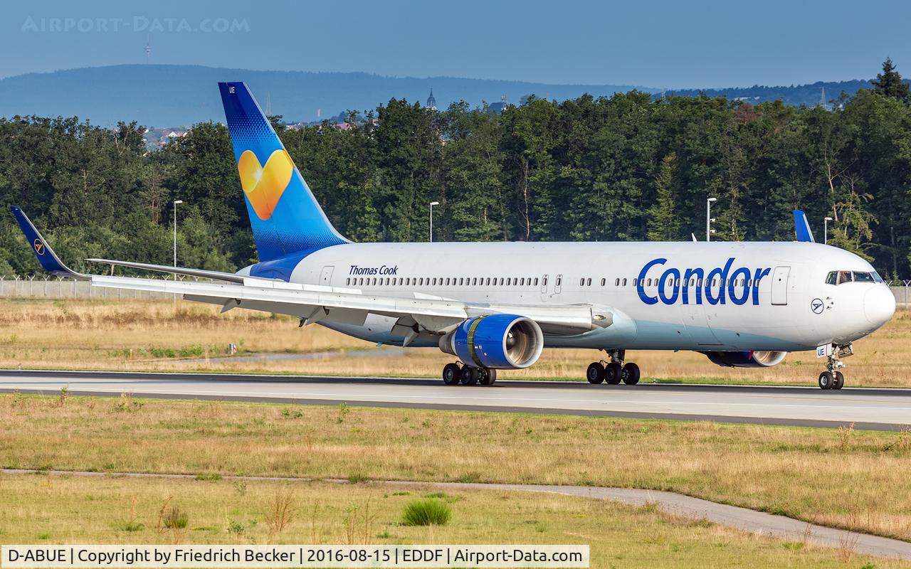 D-ABUE, 1993 Boeing 767-330/ER C/N 26984, decelerating after touchdown on runway 07L