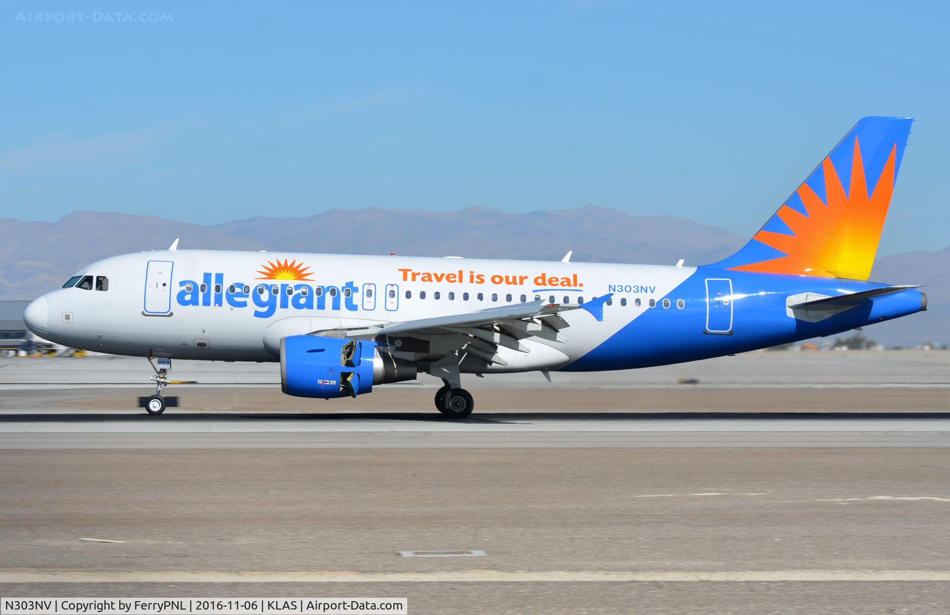 N303NV, 2004 Airbus A319-111 C/N 2271, Allegiant A319 landing