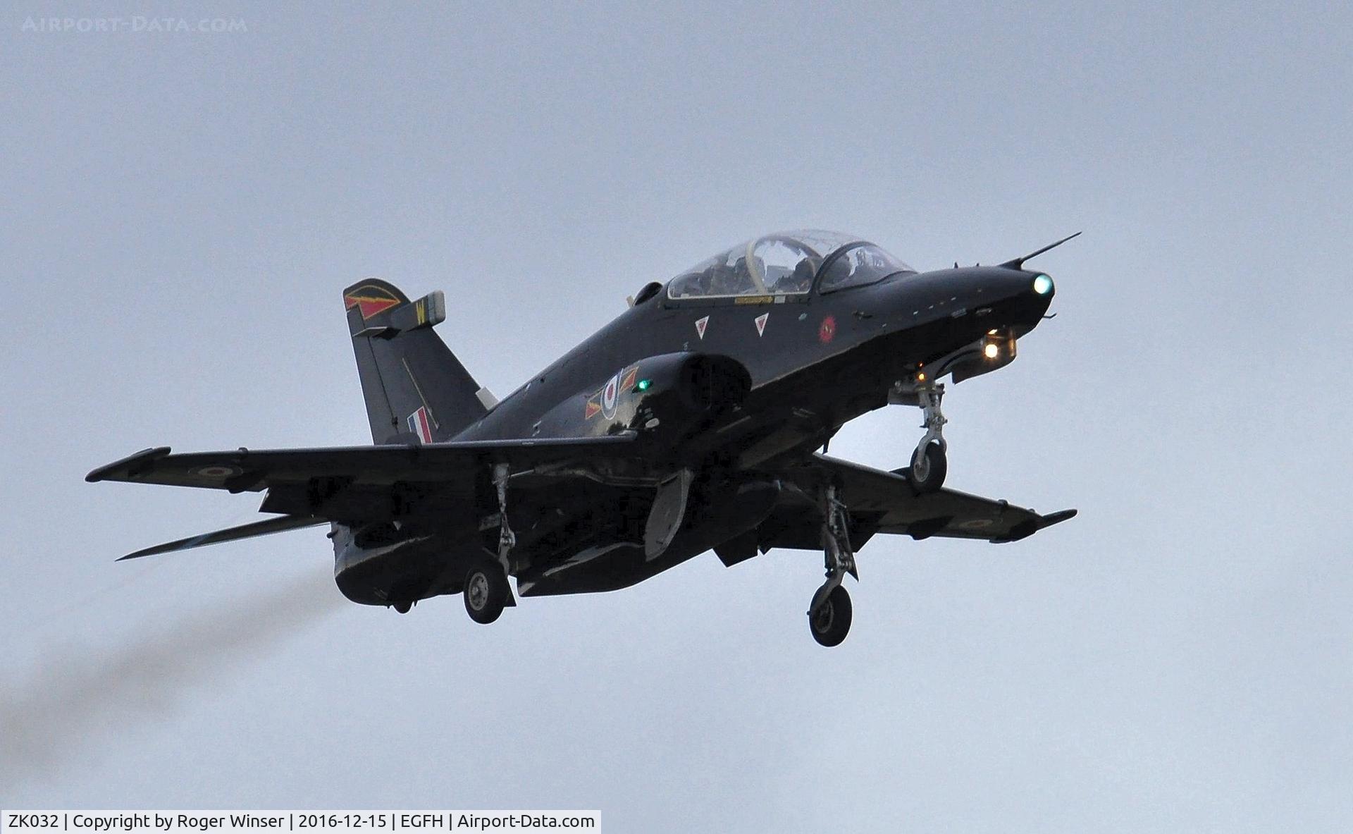 ZK032, 2009 British Aerospace Hawk T2 C/N RT023/1261, RAF Hawk T.2 aircraft coded coded W of 4(R) Squadron over Runway 04