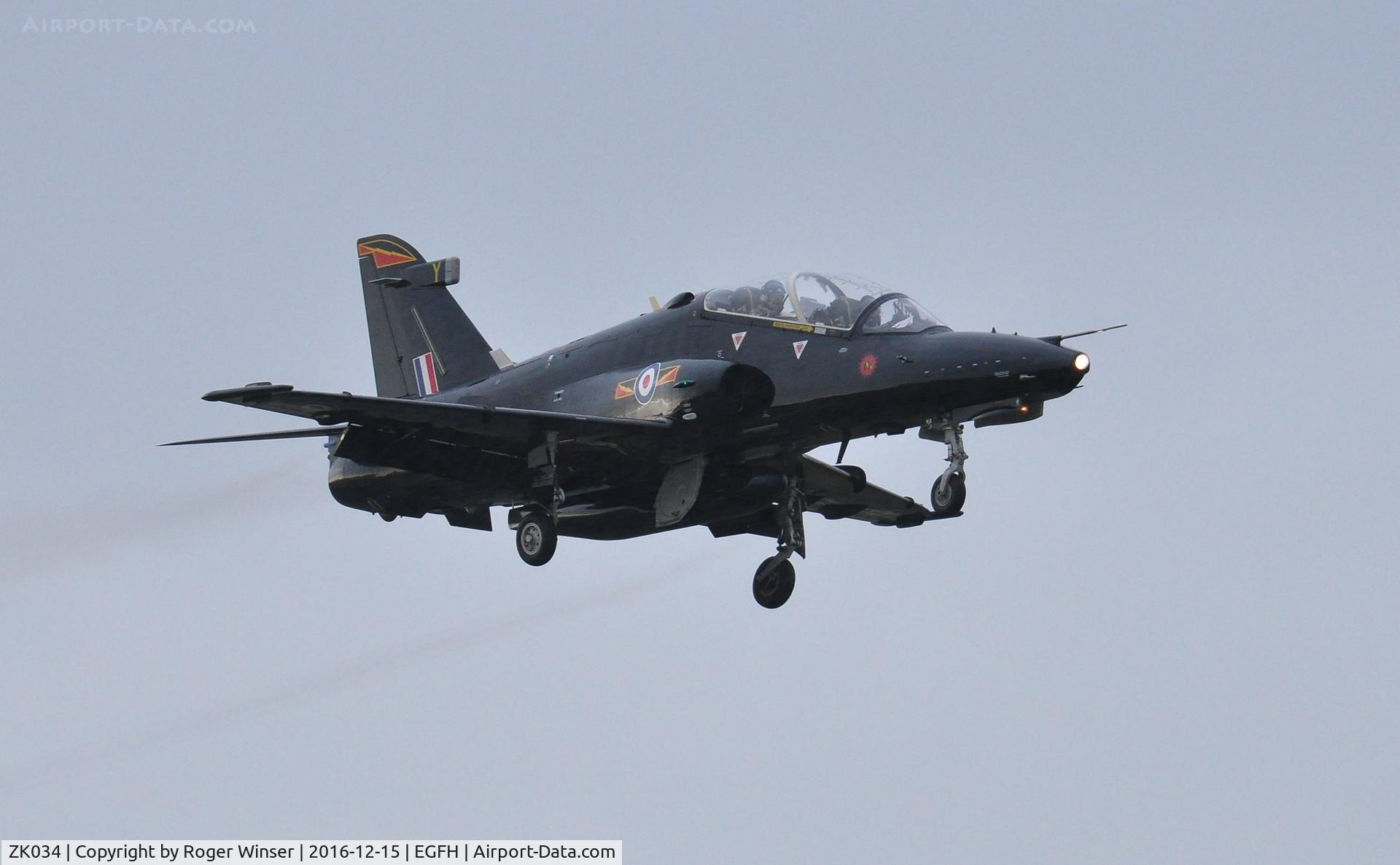 ZK034, 2010 British Aerospace Hawk T2 C/N RT025/1263, RAF Hawk T.2 aircraft coded Y of 4(R) Squadron over Runway 04.