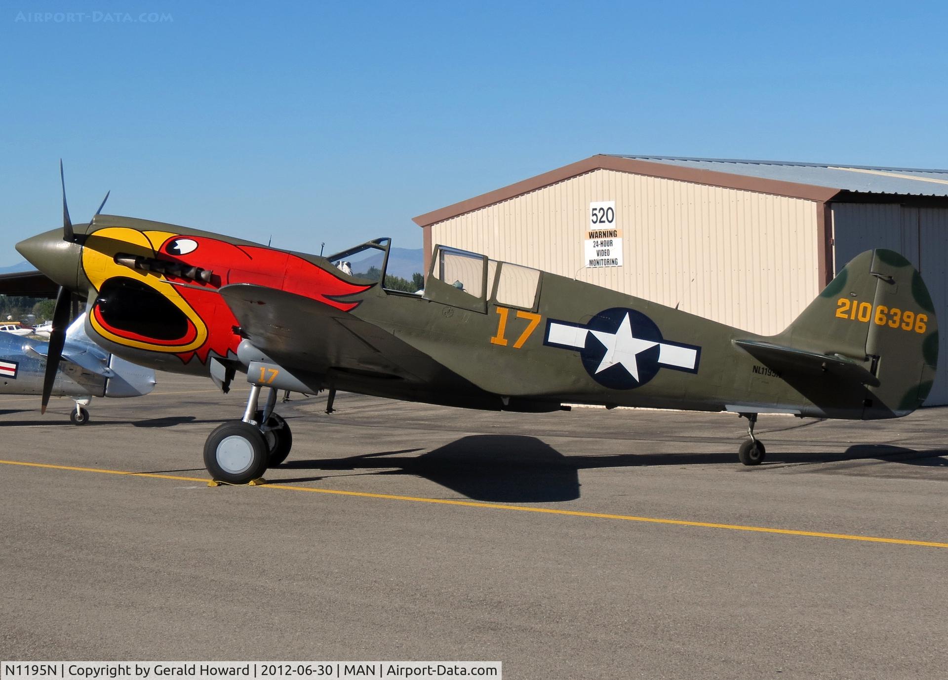 N1195N, 1942 Curtiss P-40N Warhawk C/N 130158, On display at Nampa air show.