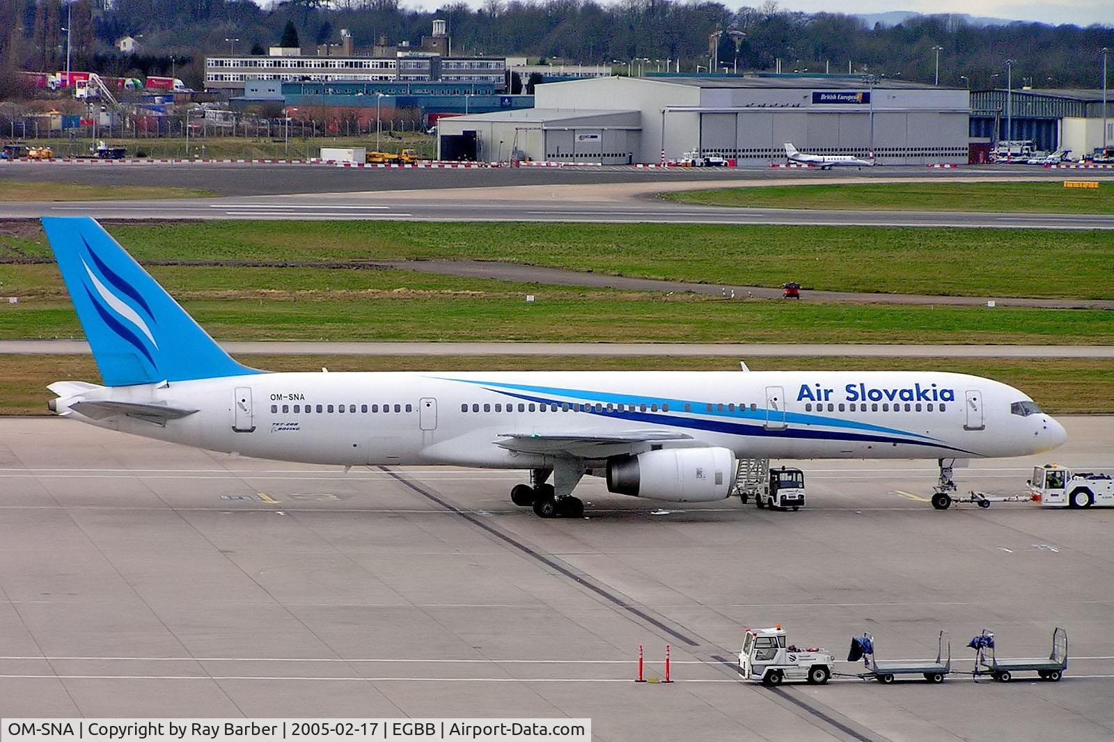 OM-SNA, 1988 Boeing 757-27B C/N 24135, Boeing 757-27B [24135] (Air Slovakia) Birmingham Int'l~G 17/02/2005