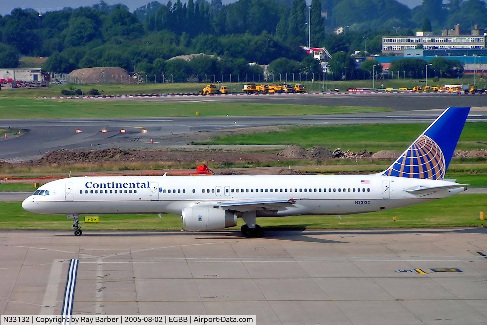 N33132, 1998 Boeing 757-224 C/N 29281, Boeing 757-224ET [29281] (Continental Airlines) Birmingham Int'l~G 02/08/2005